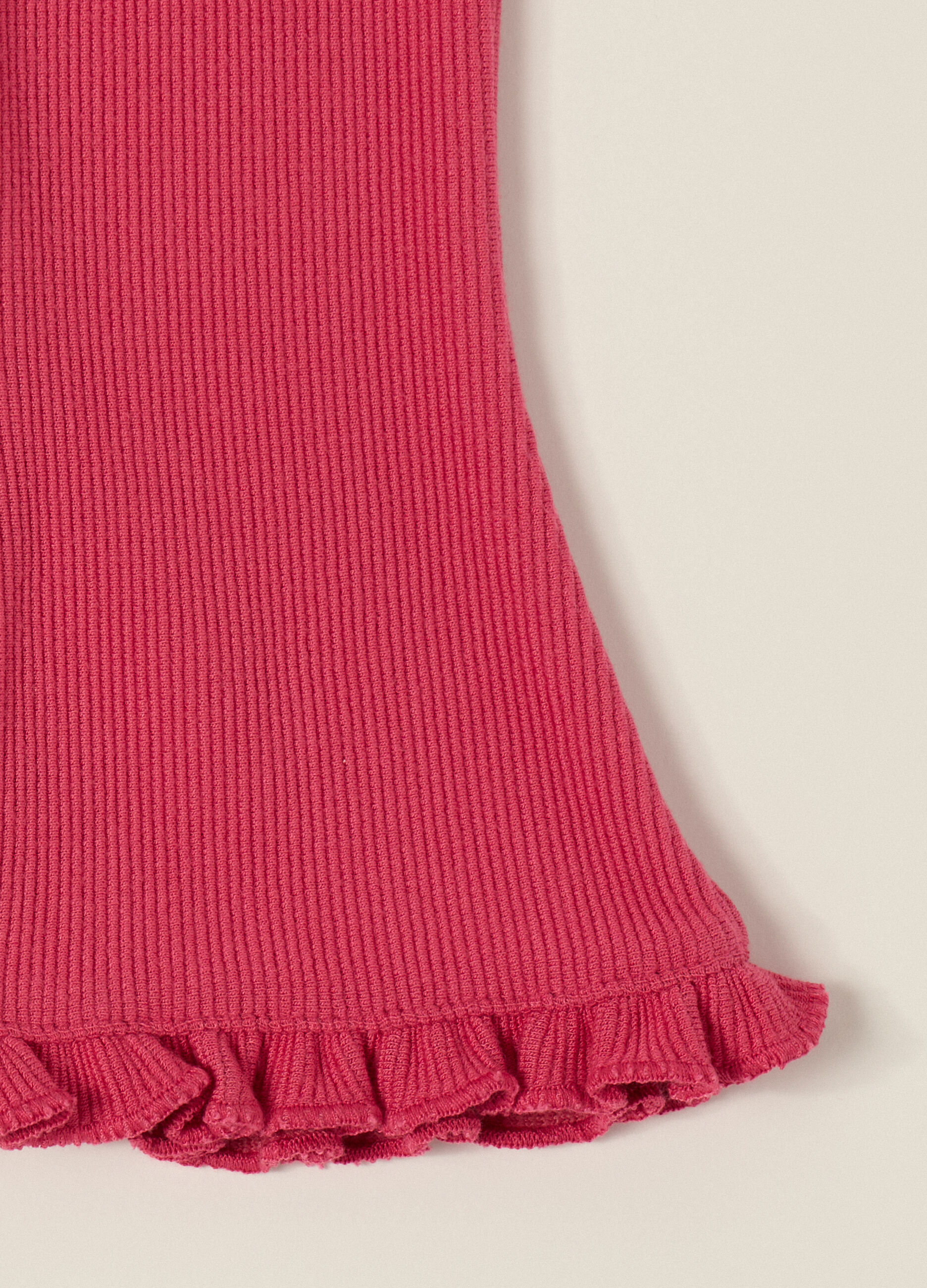 Pantaloni rosa elasticizzati con volant_2