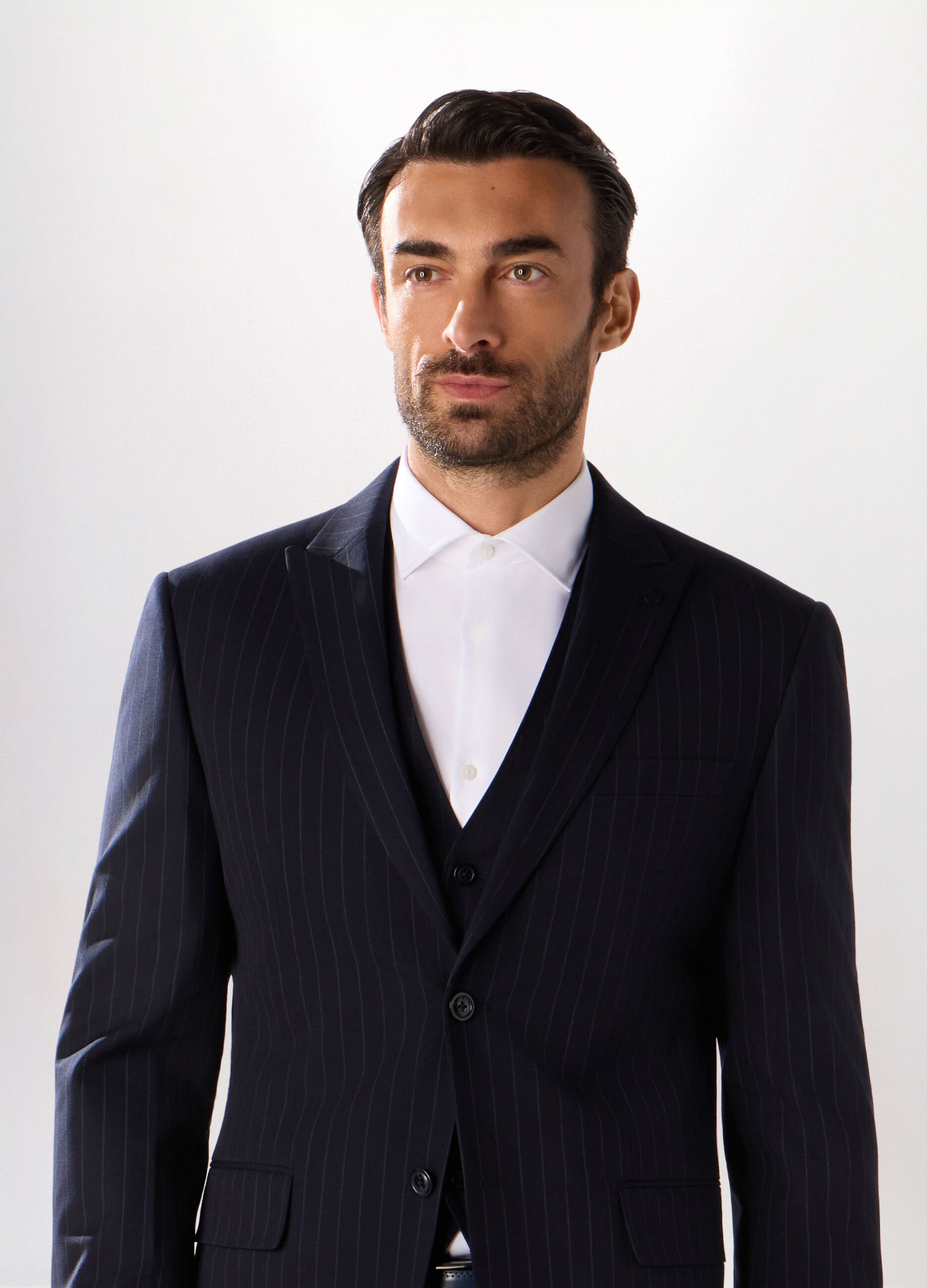 Blazer in tessuto stretch gessato uomo_2
