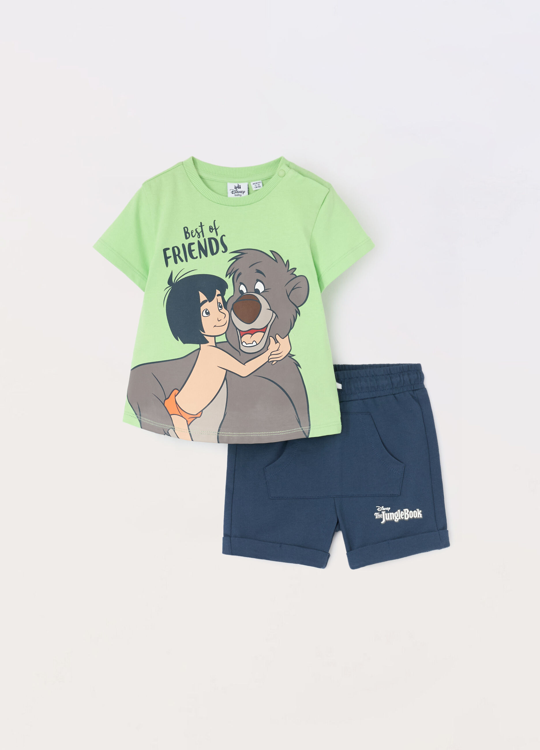 Jogging set corto in jersey di puro cotone neonato_0