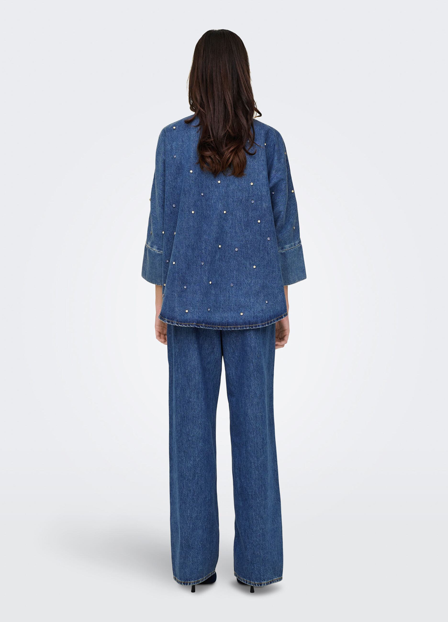Camicia in denim con strass donna_1
