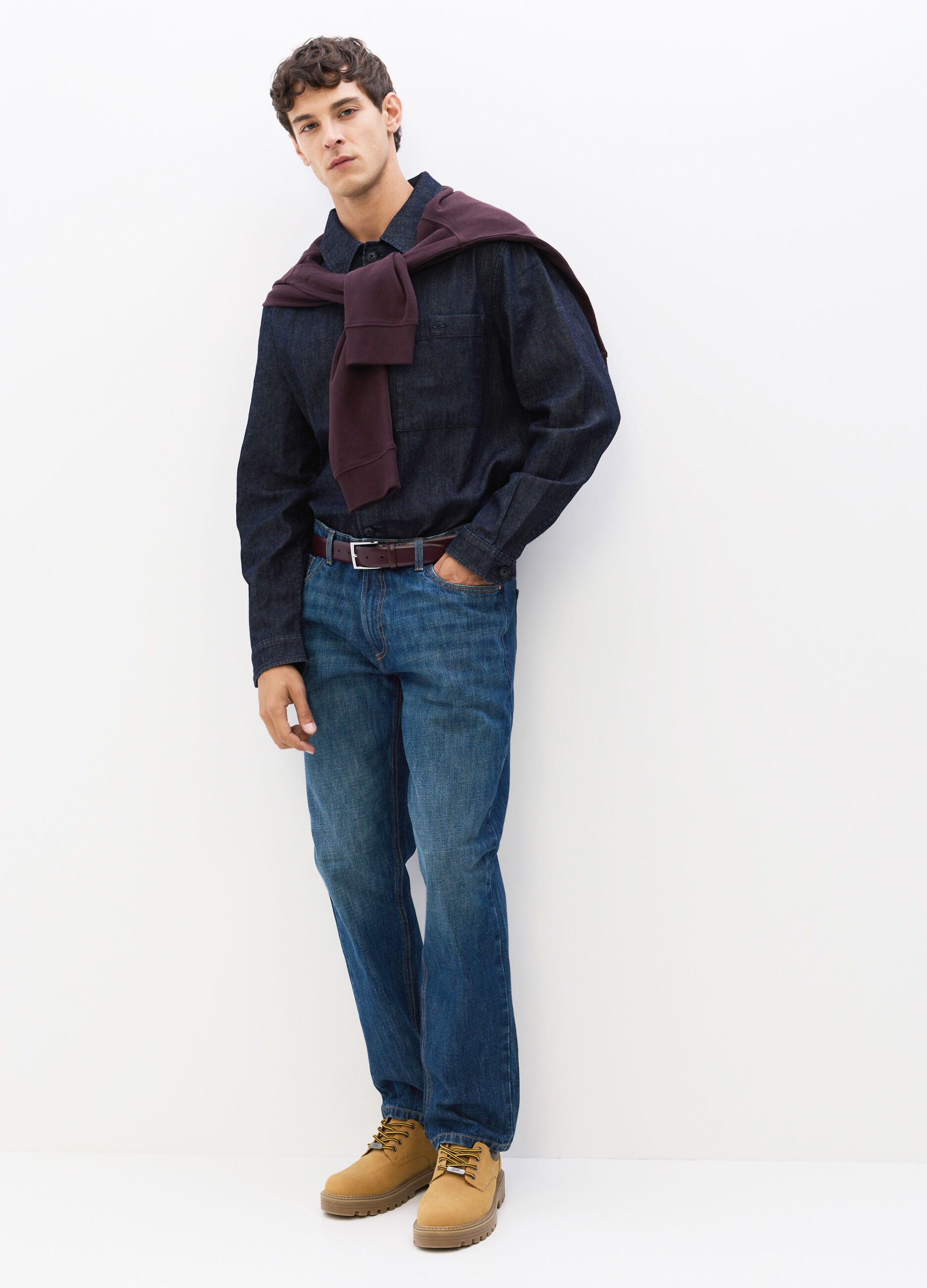 Jeans regular fit in denim di cotone uomo_0