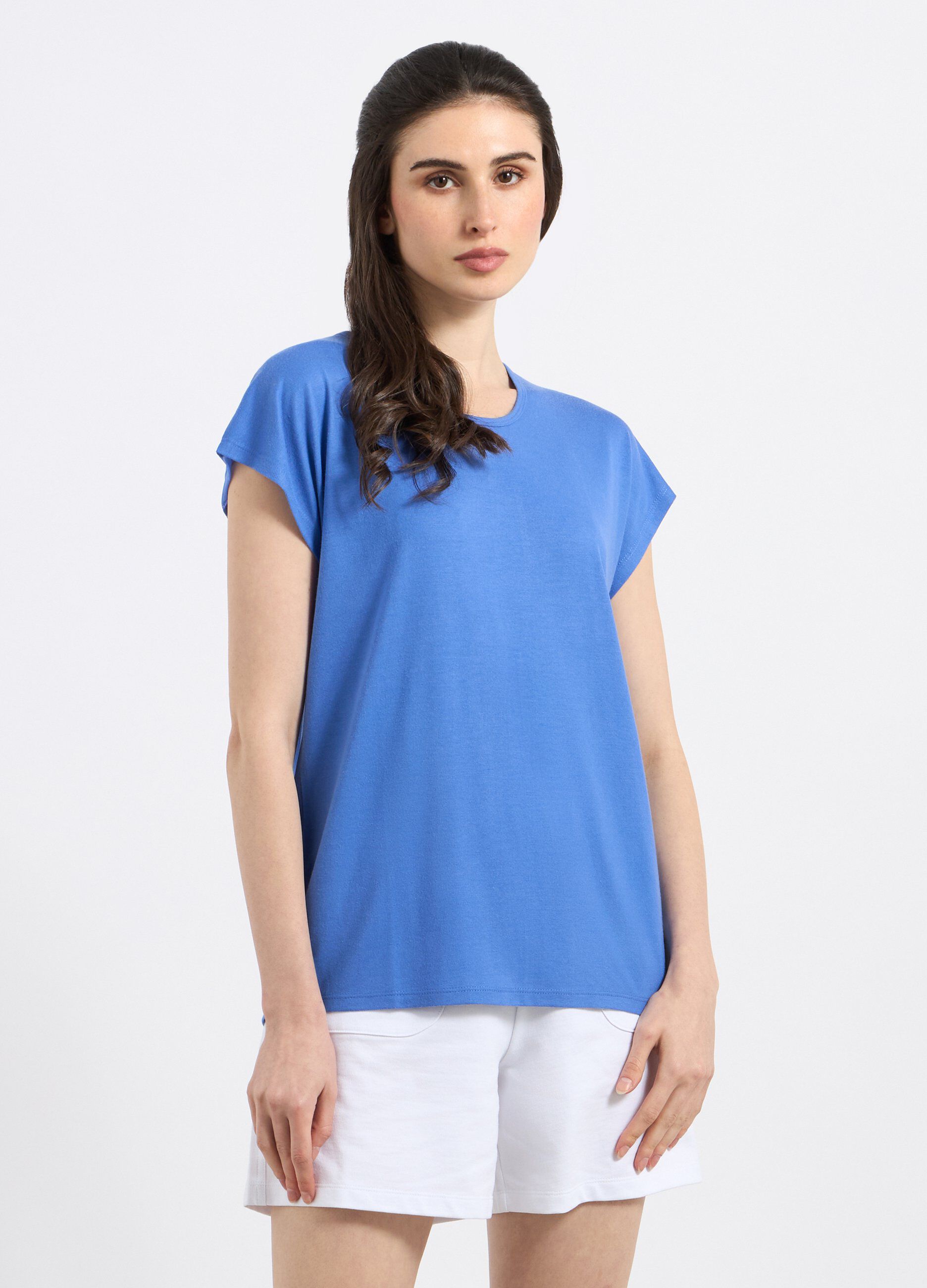T-shirt in misto cotone con cut out donna_0