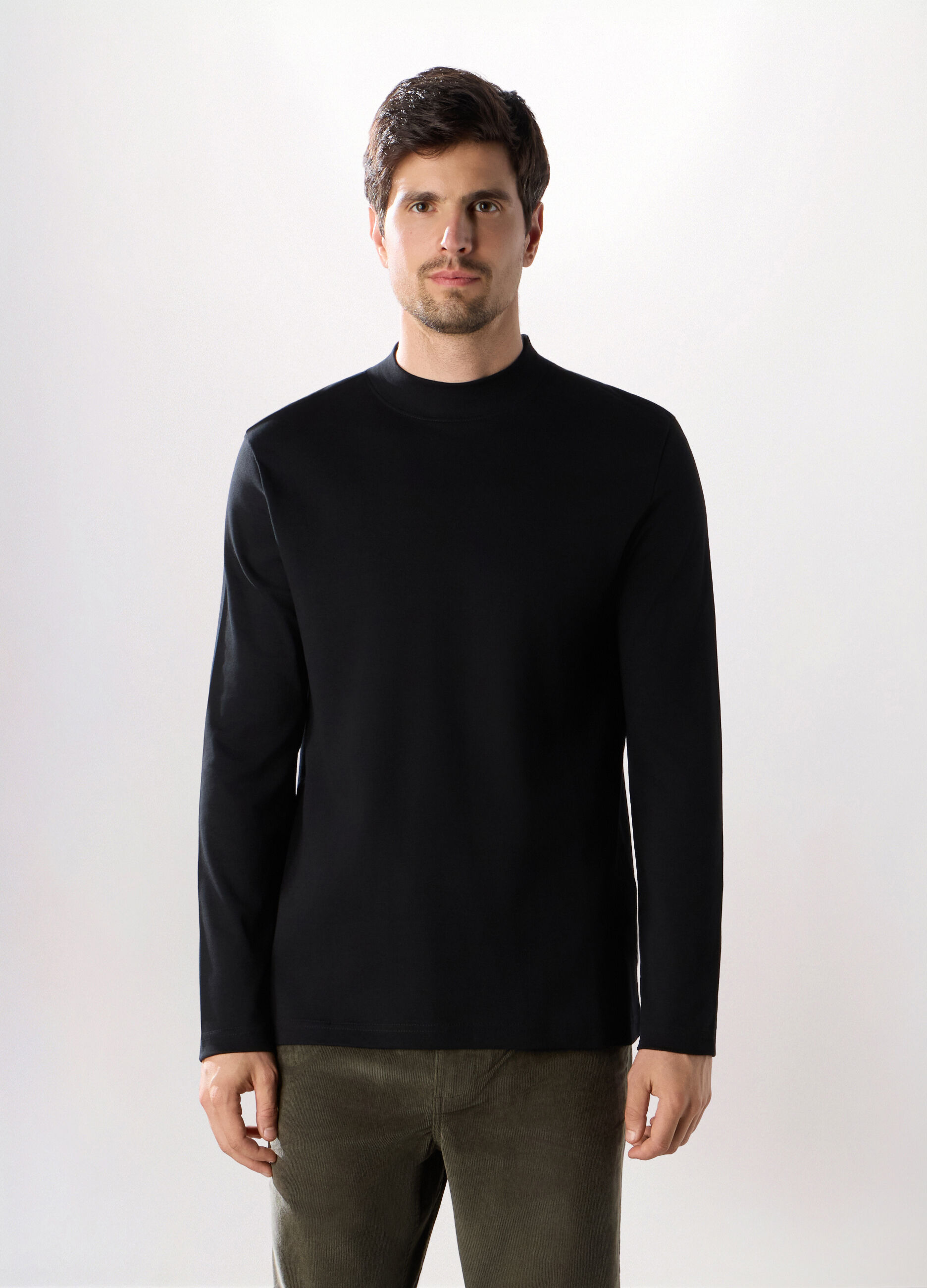 Maglia a maniche lunghe in interlock di cotone_0