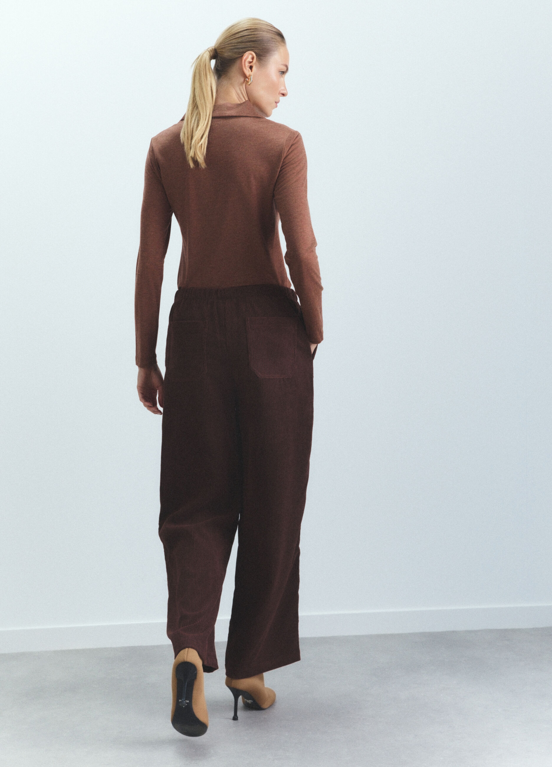 Jogger Fit Regular in costina di velluto donna_1