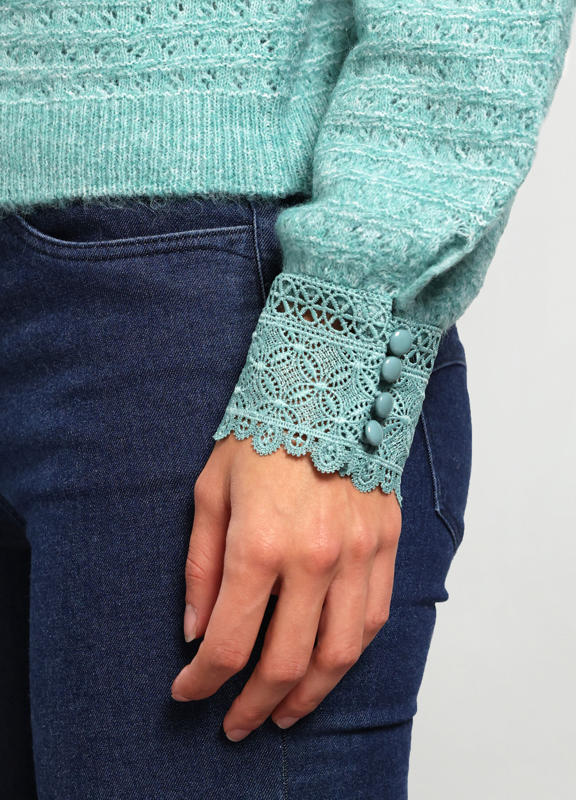 Girocollo tricot con inserti donna_2