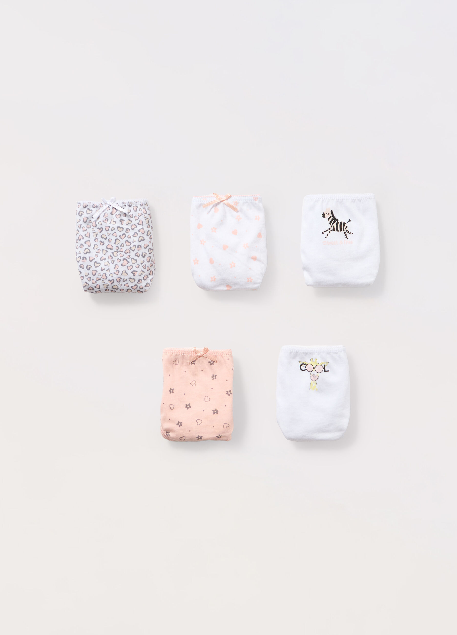 Pack 5 slip in puro cotone bambina