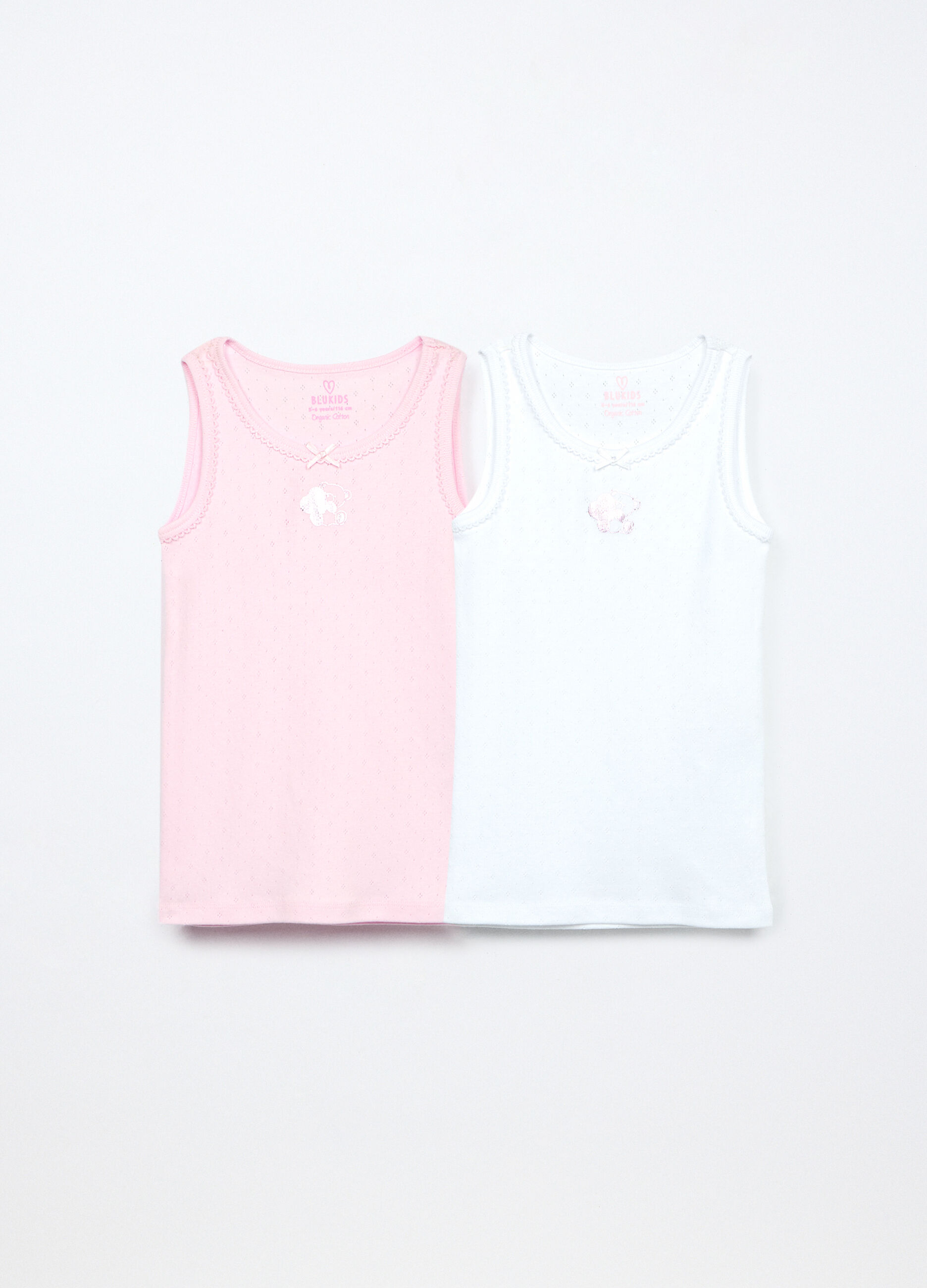 Pack 2 canotte in puro cotone pointelle bambina_0