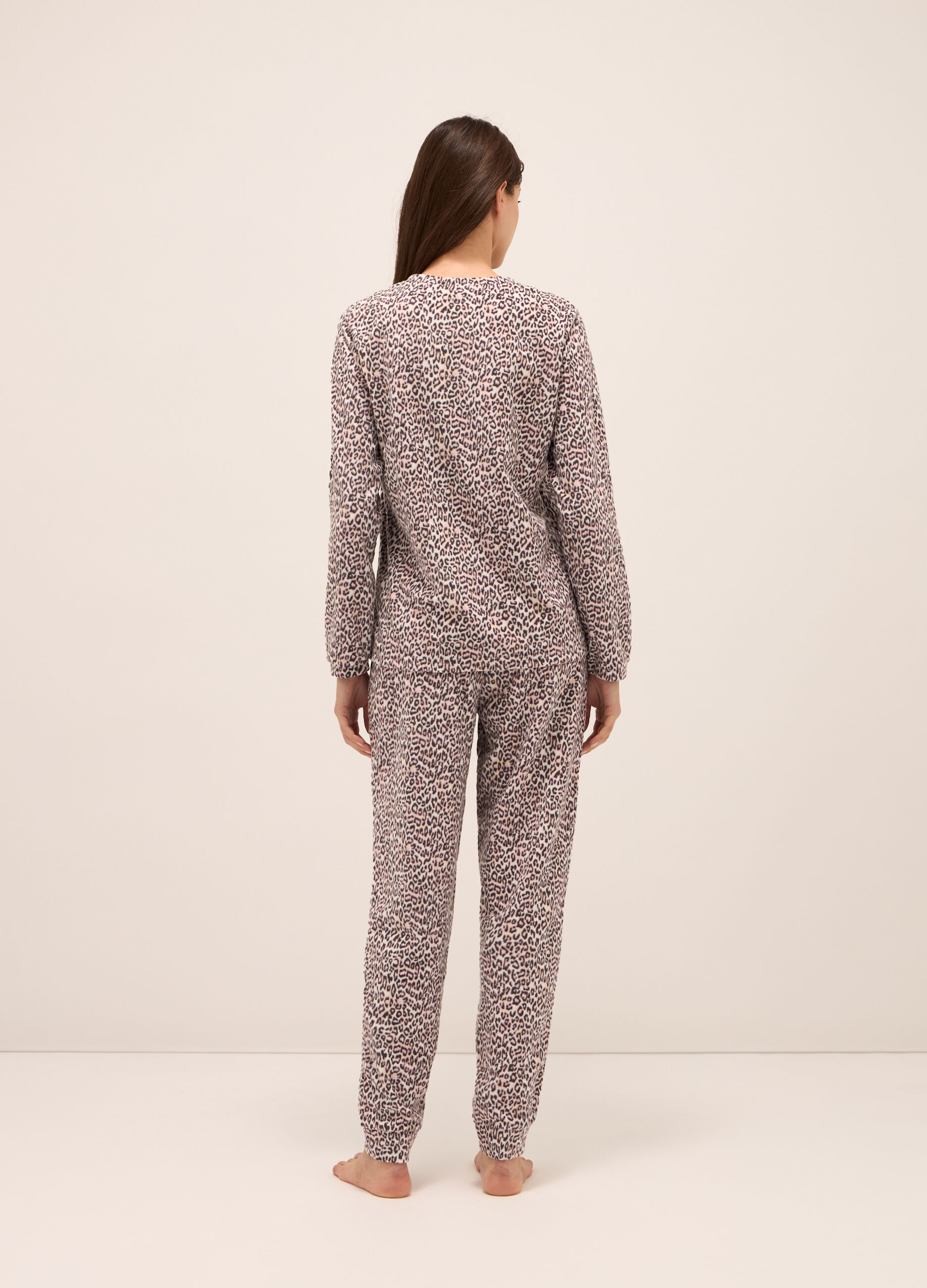 Set pigiama lungo in pile donna_1