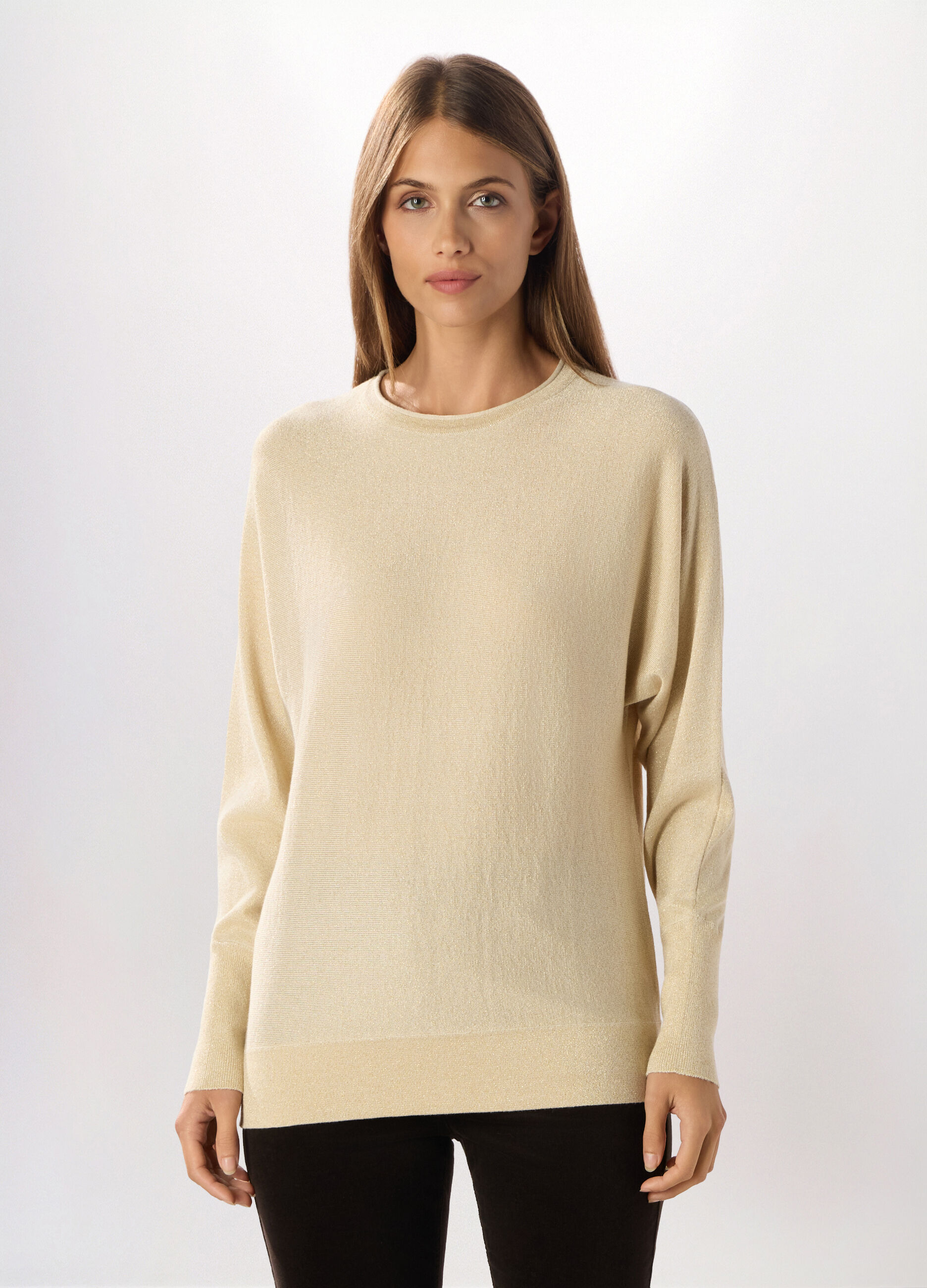 Tricot misto viscosa e filo lurex donna_0