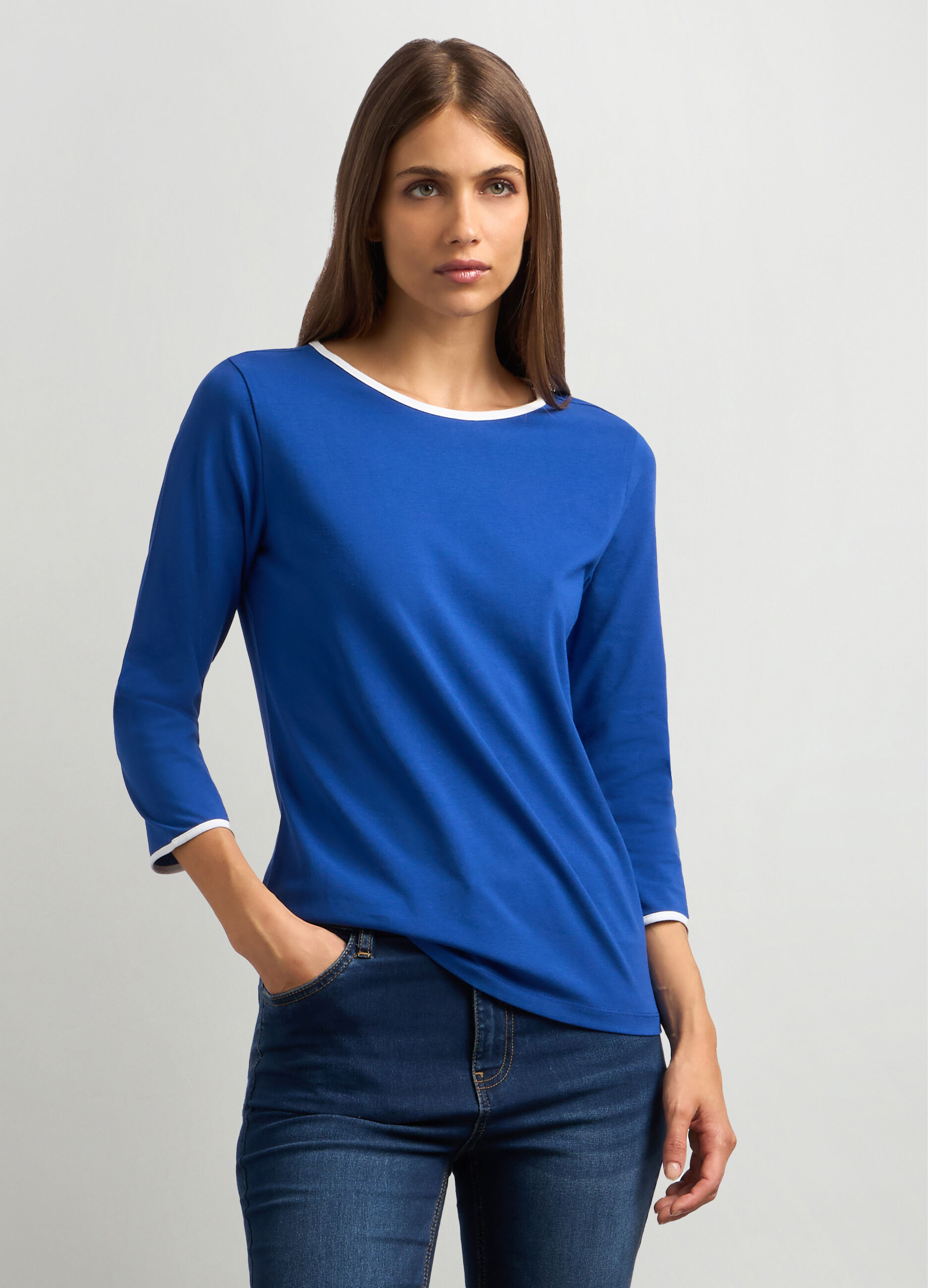 T-shirt in jersey di cotone stretch donna_0
