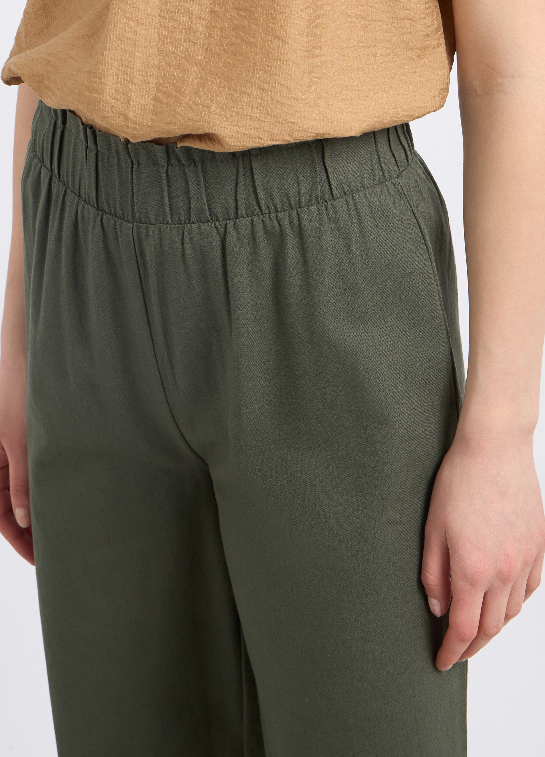 Pantaloni palazzo in misto lino donna_2