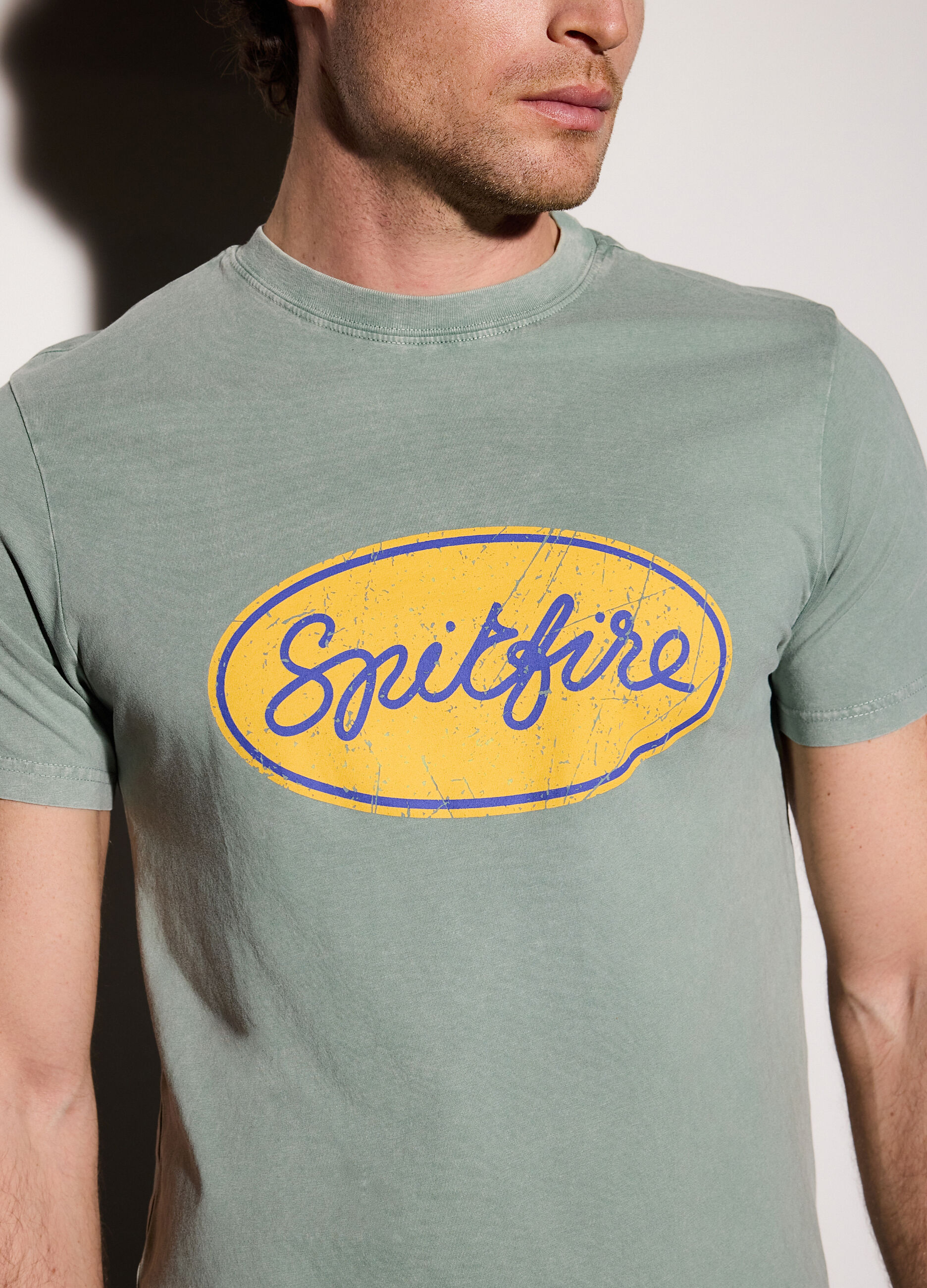 T-shirt in jersey di cotone con stampa uomo