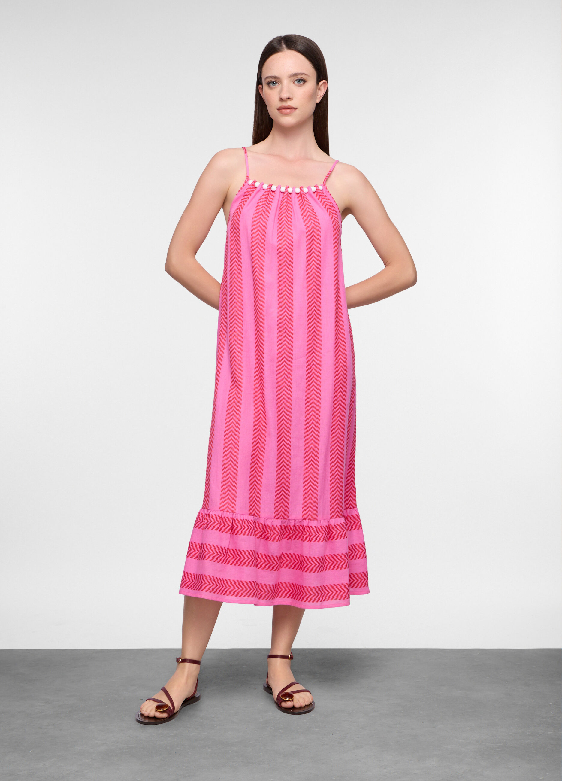 Abito lungo Fitted in puro cotone donna