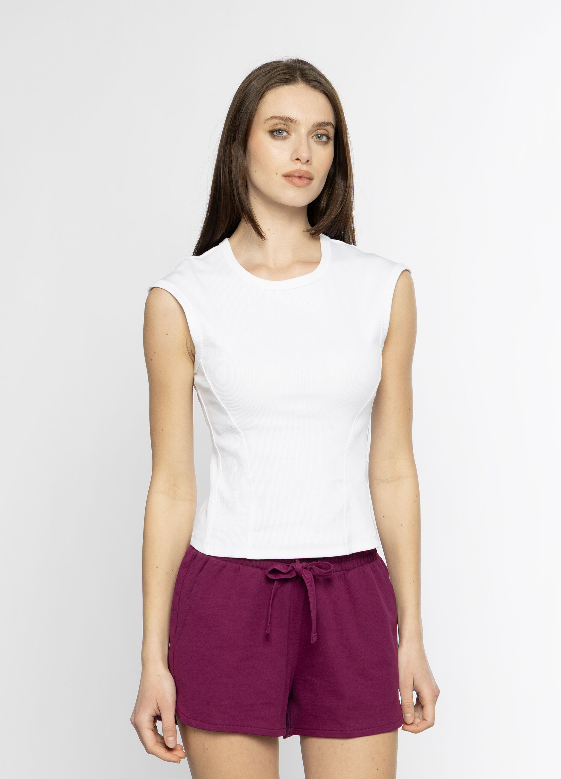 Canotta girocollo stretch donna_0