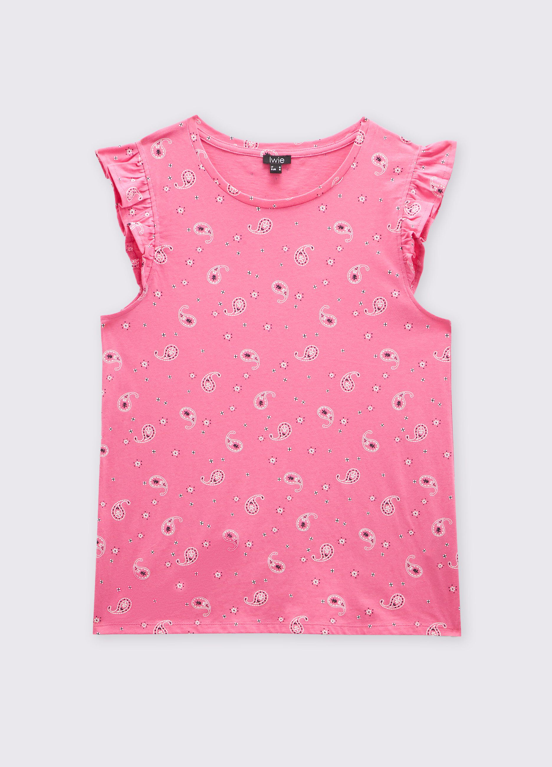 Canotta con rouches in puro cotone donna_0