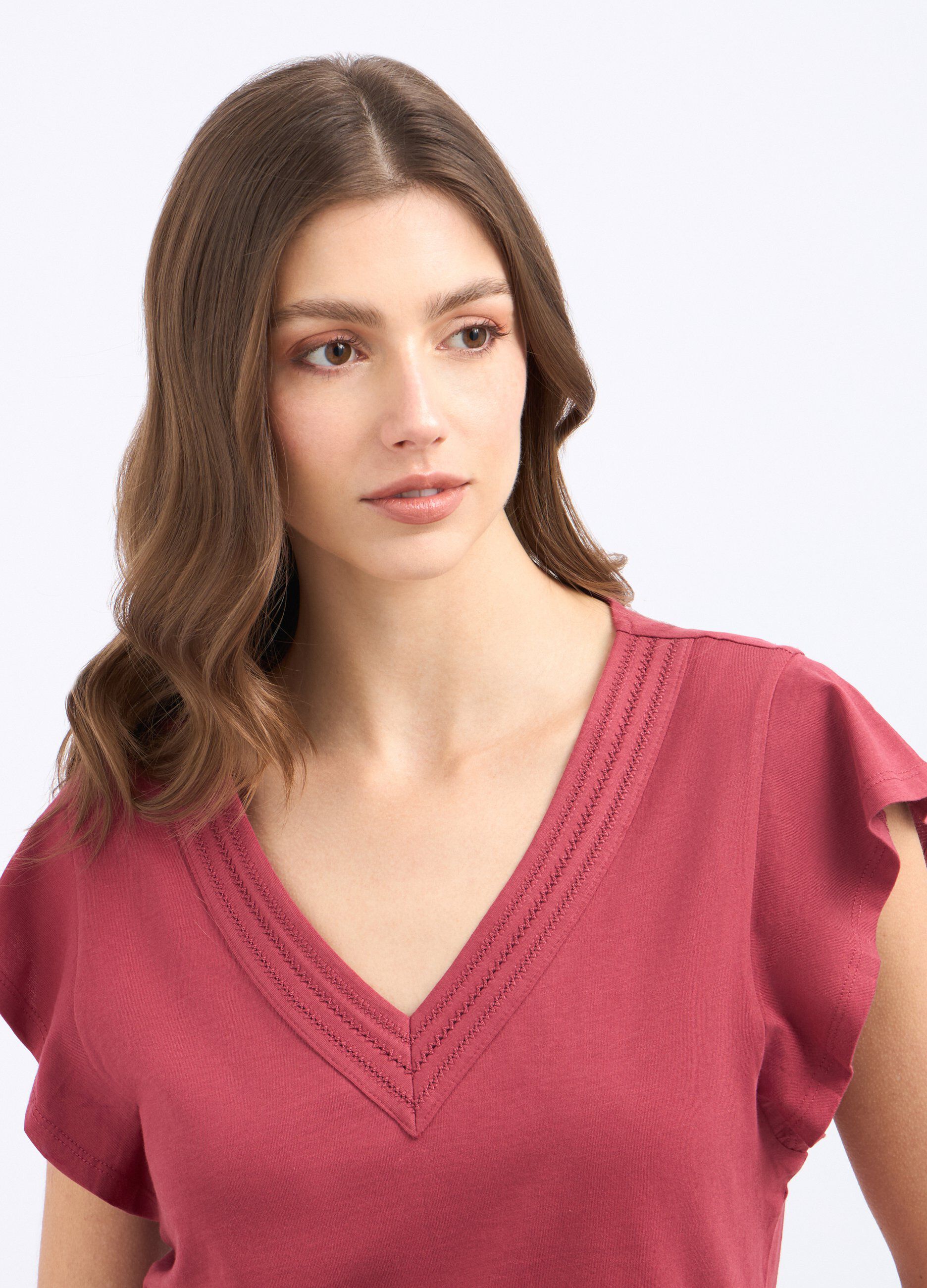 T-shirt in puro cotone con maniche ad aletta donna_2