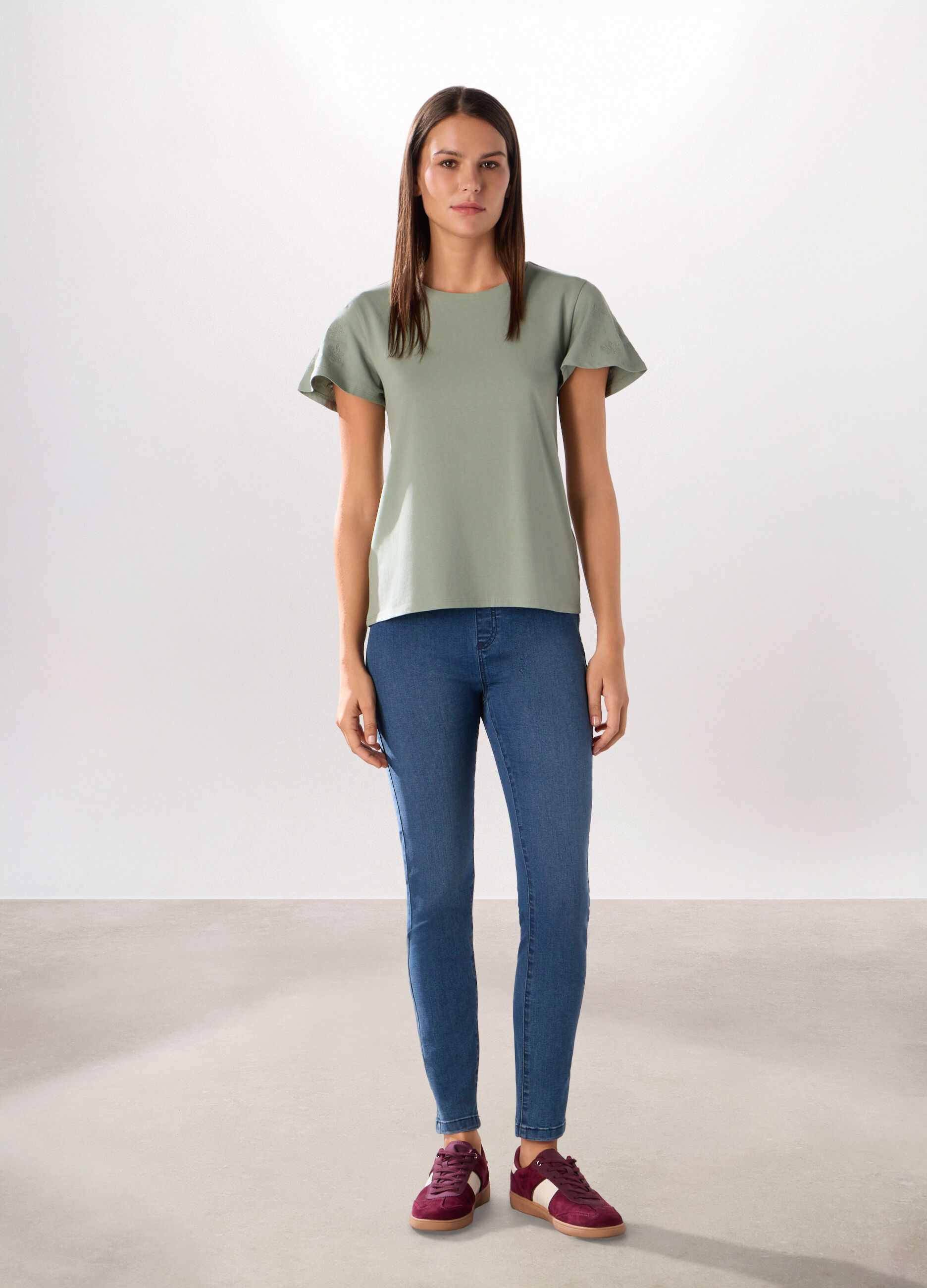 Jeggings in stretch denim di misto cotone donna_0