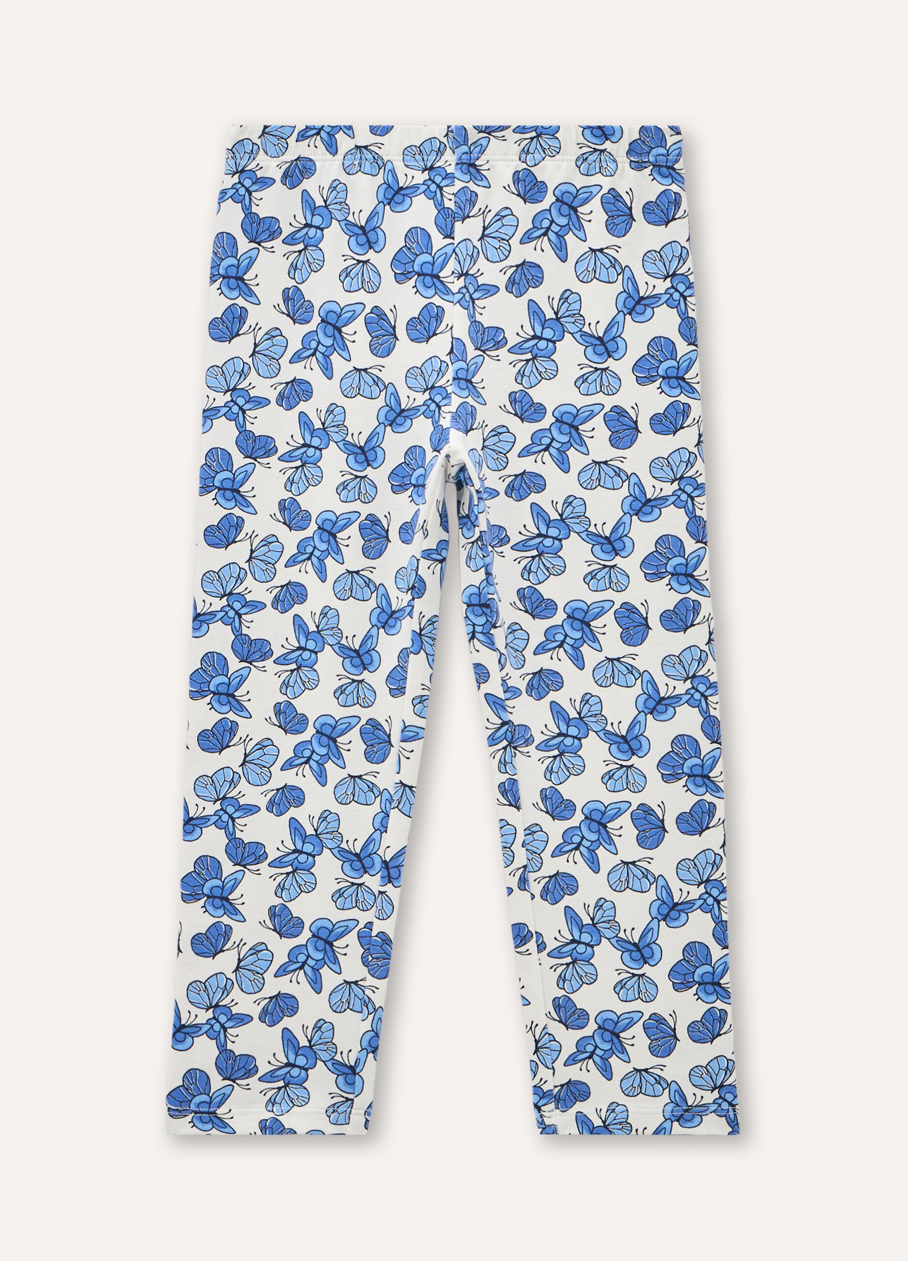 Leggings in cotone stretch con stampa bambina_0