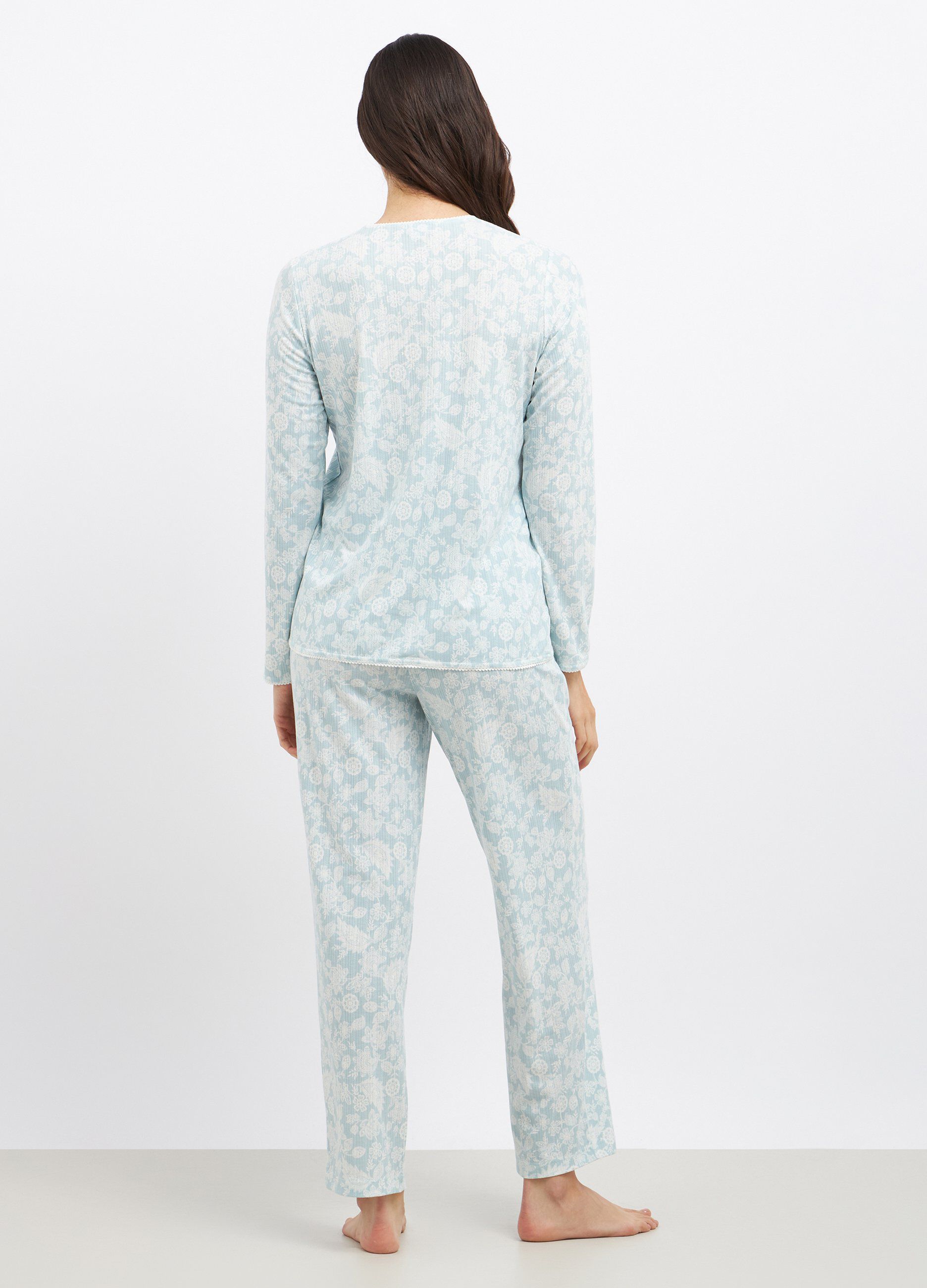 Set pigiama lungo in costina donna_1