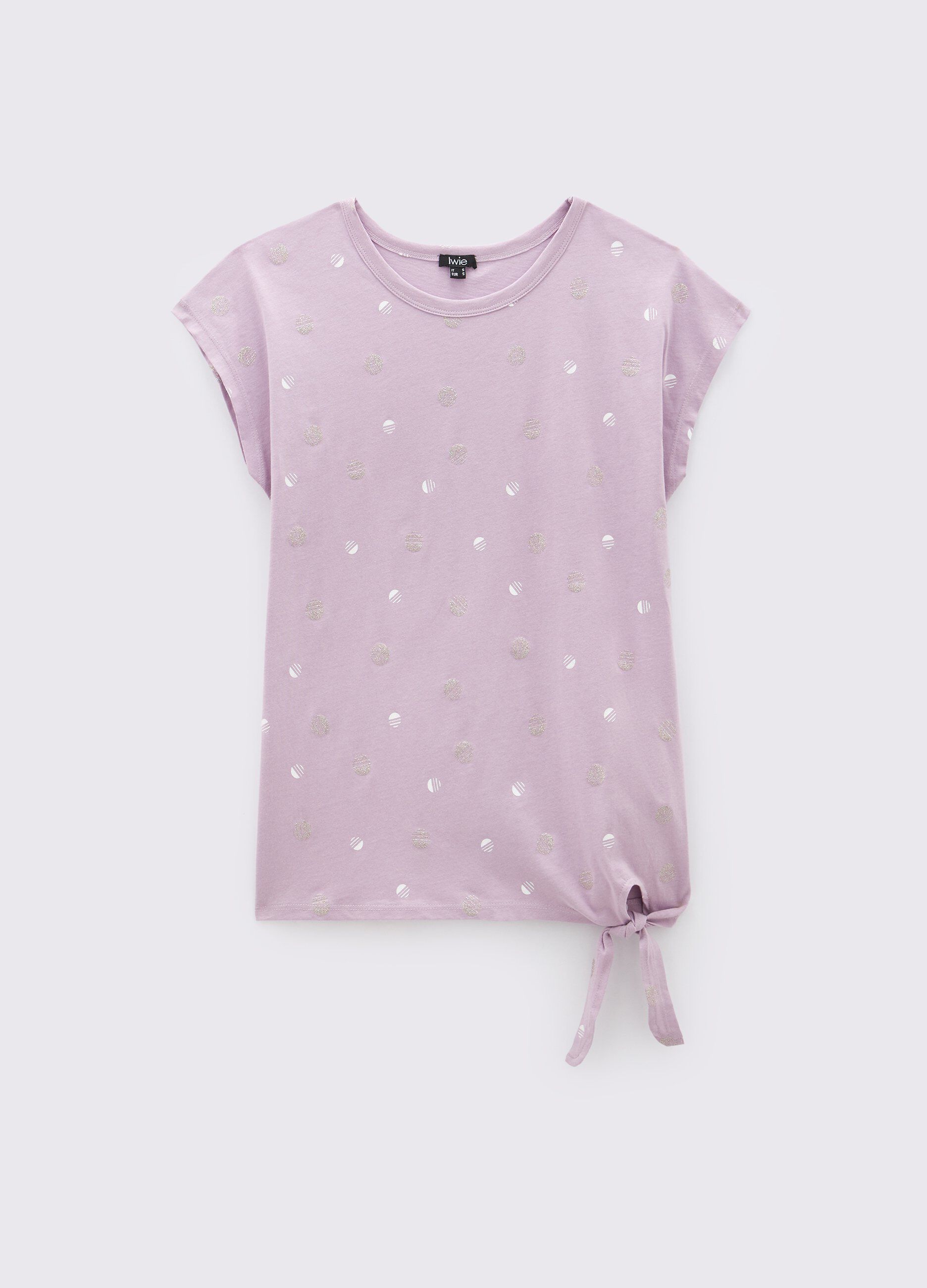 T-shirt in puro cotone con stampa glitter donna_0