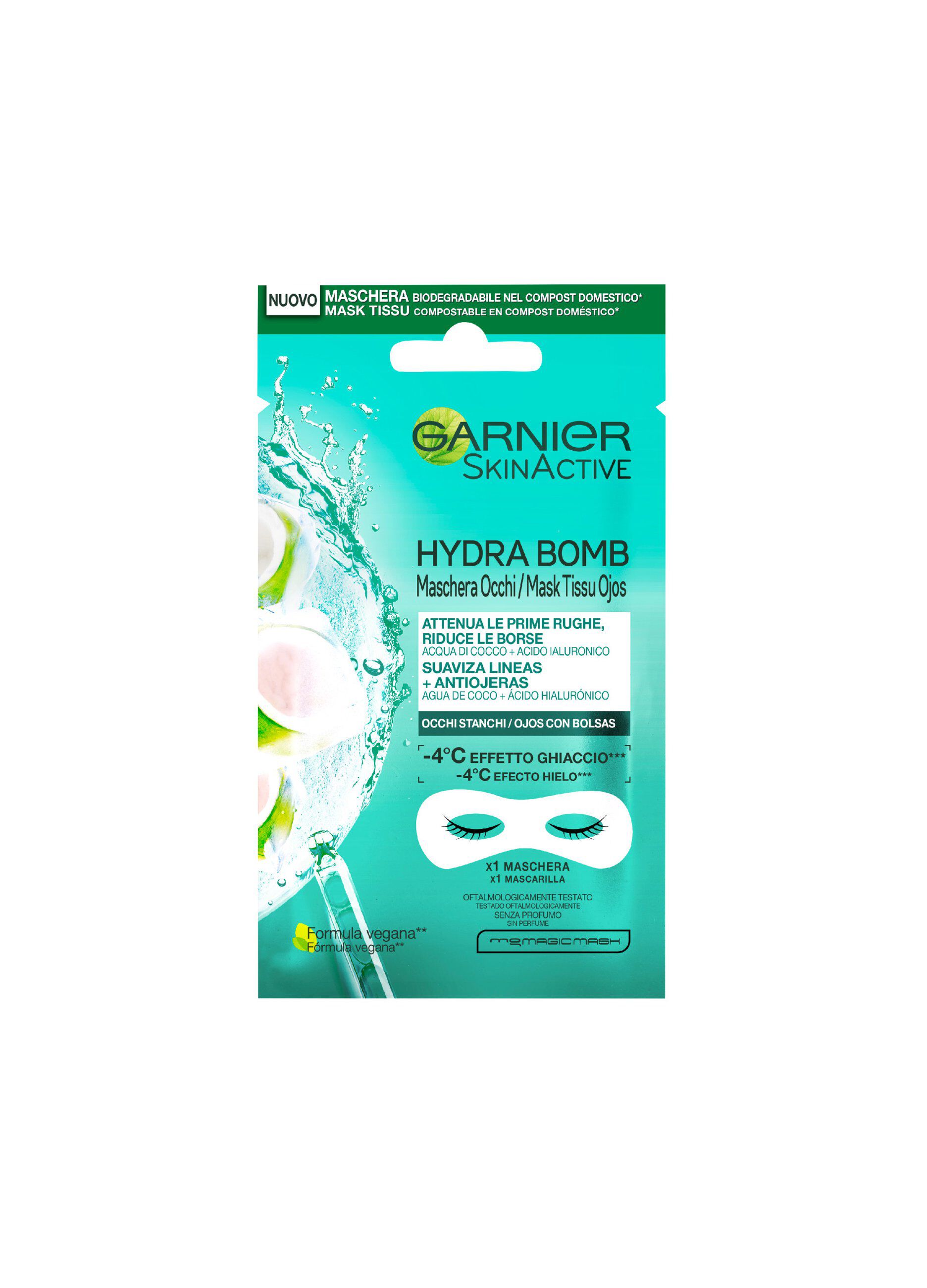 Garnier Maschera Occhi SkinActive, Arricchita con Acqua di Cocco e Acido Ialuronico.