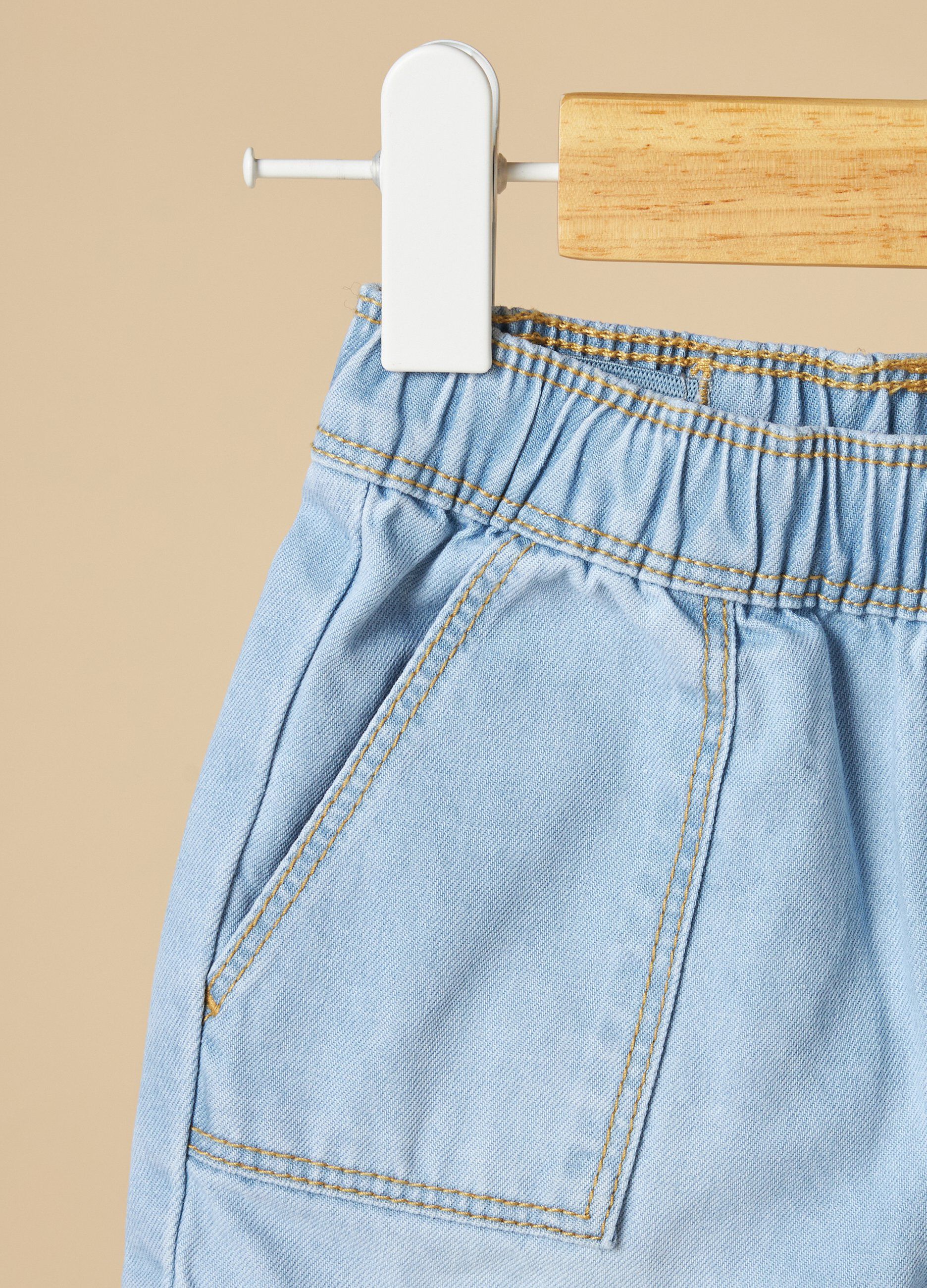 Shorts IANA in denim di puro cotone neonato_1