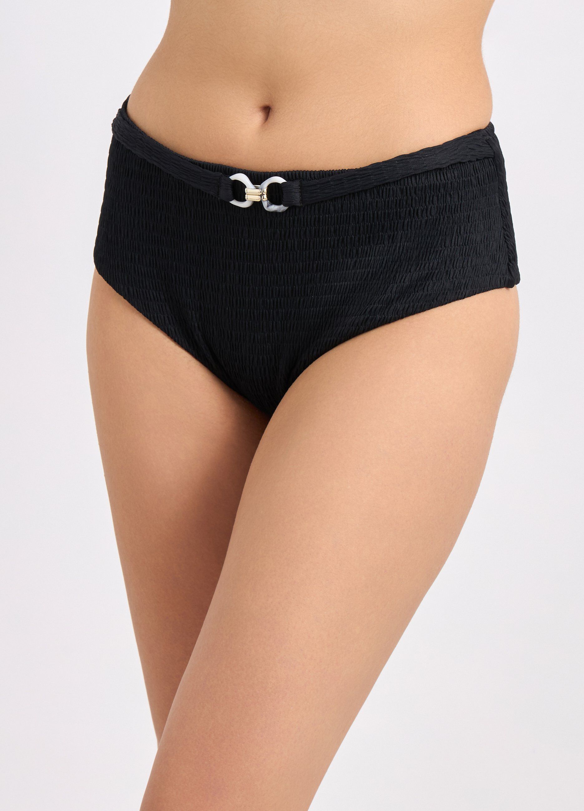 Slip bikini con tessuto testurizzato a vita alta donna_2