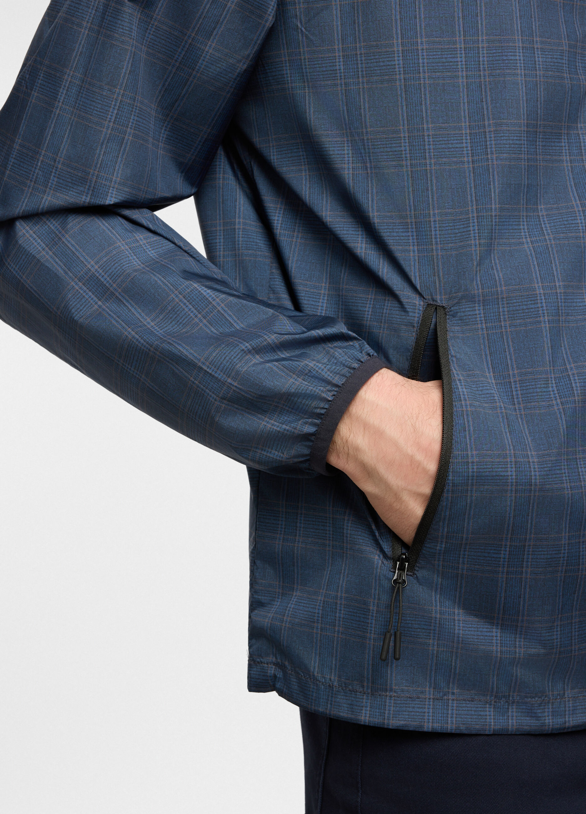 Giacca a vento con cappuccio e motivo tartan uomo