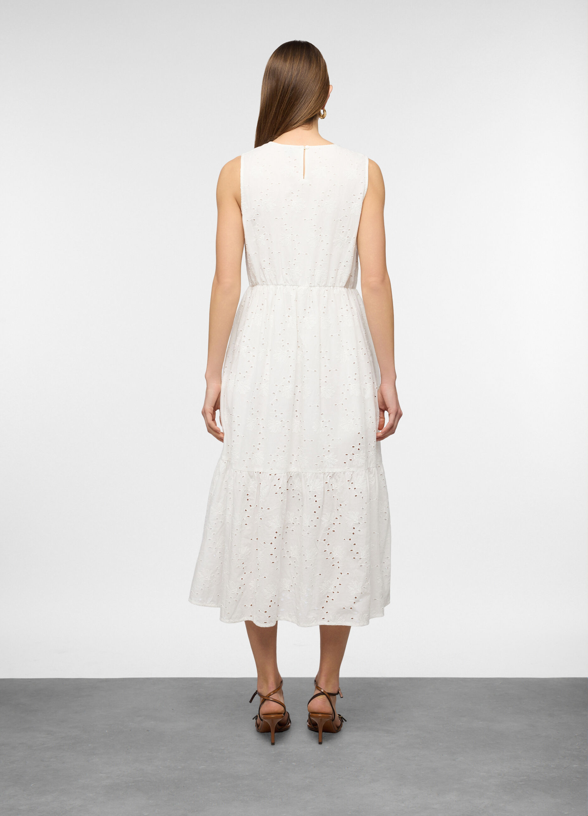 Abito lungo a balze in puro cotone donna_1