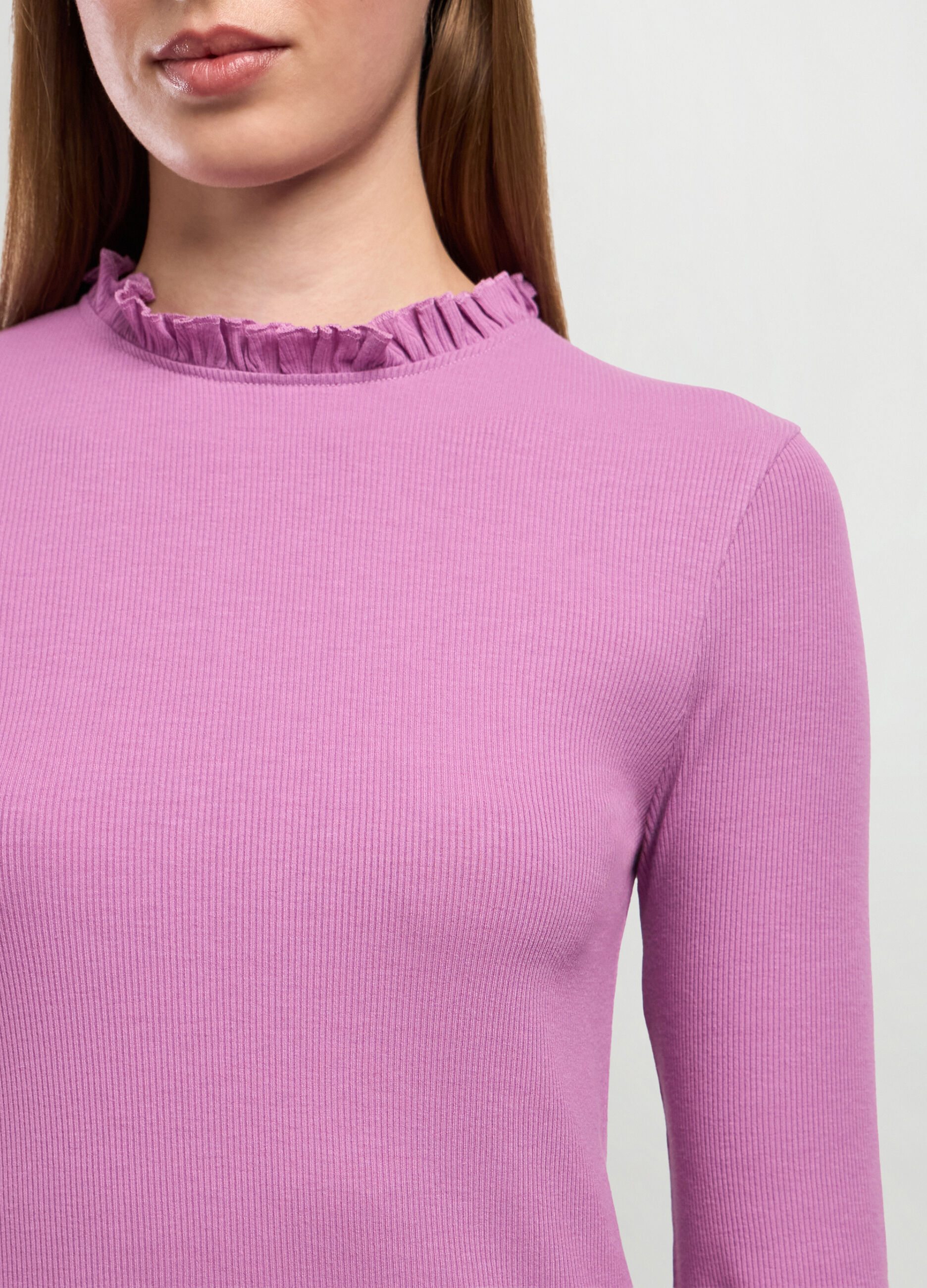 T-shirt in costina di viscosa stretch donna_2