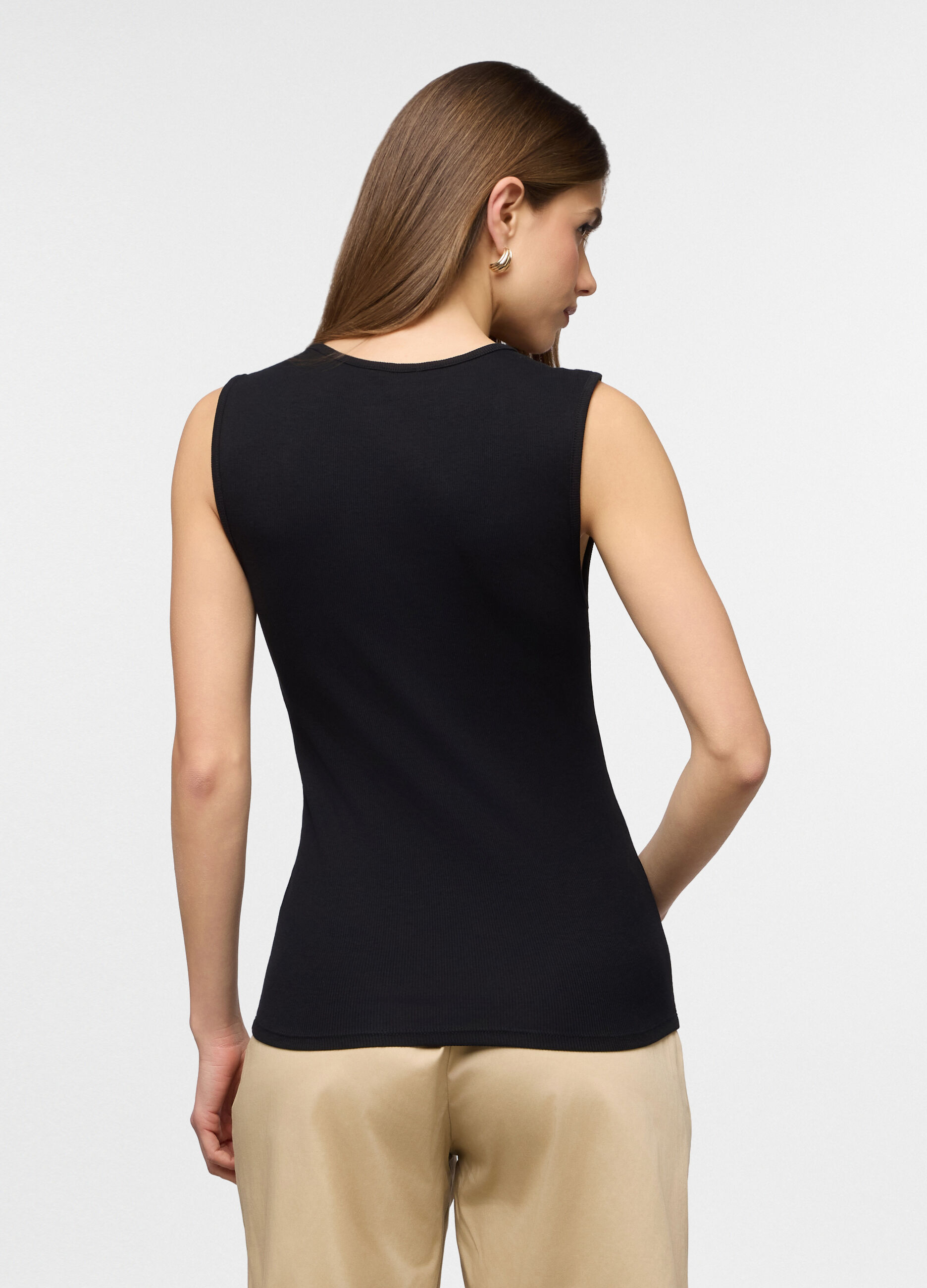 Canotta con scollo rotondo stretch donna_1