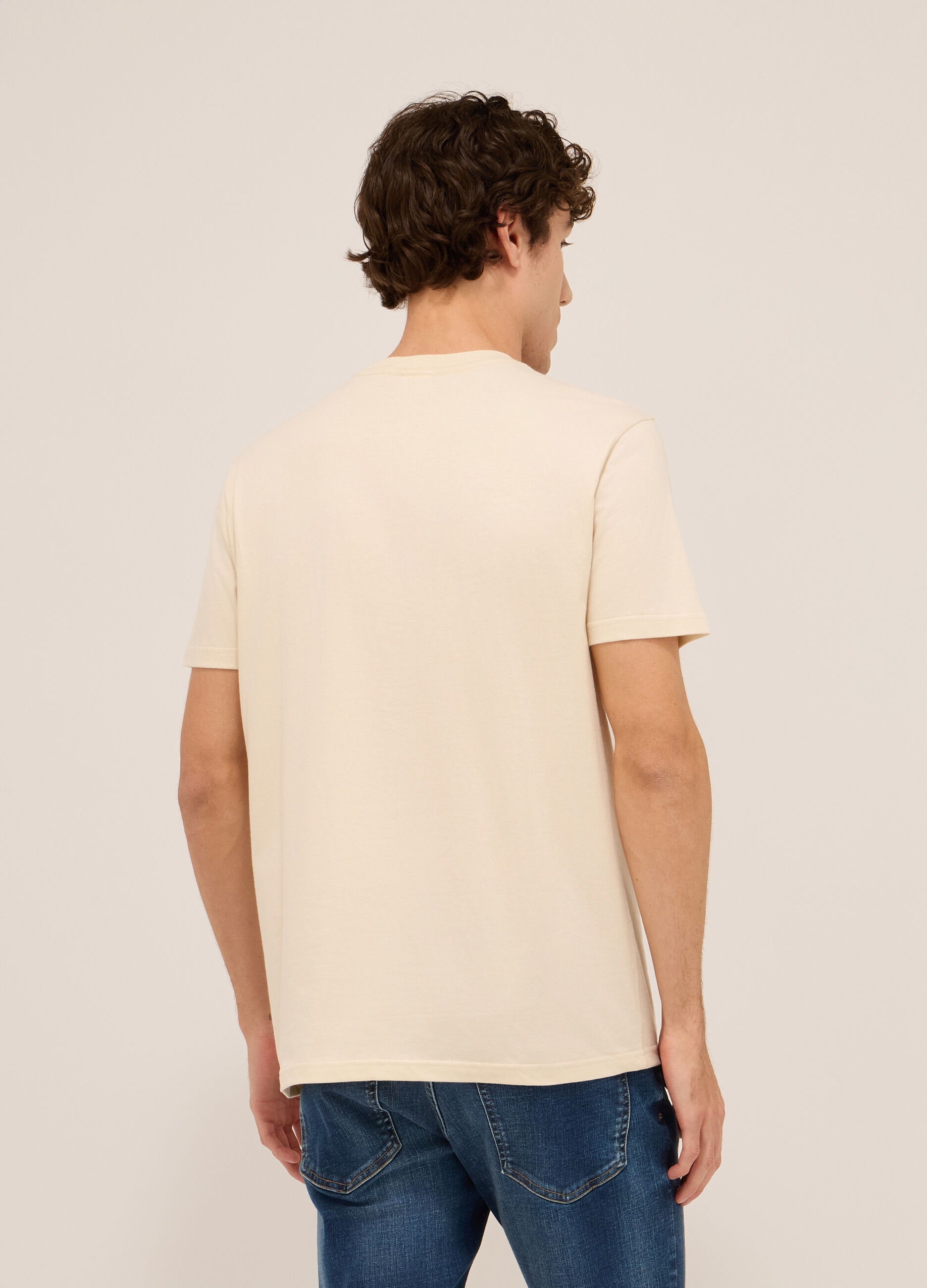 T-shirt in jersey di cotone con stampa Mickey Mouse uomo_1