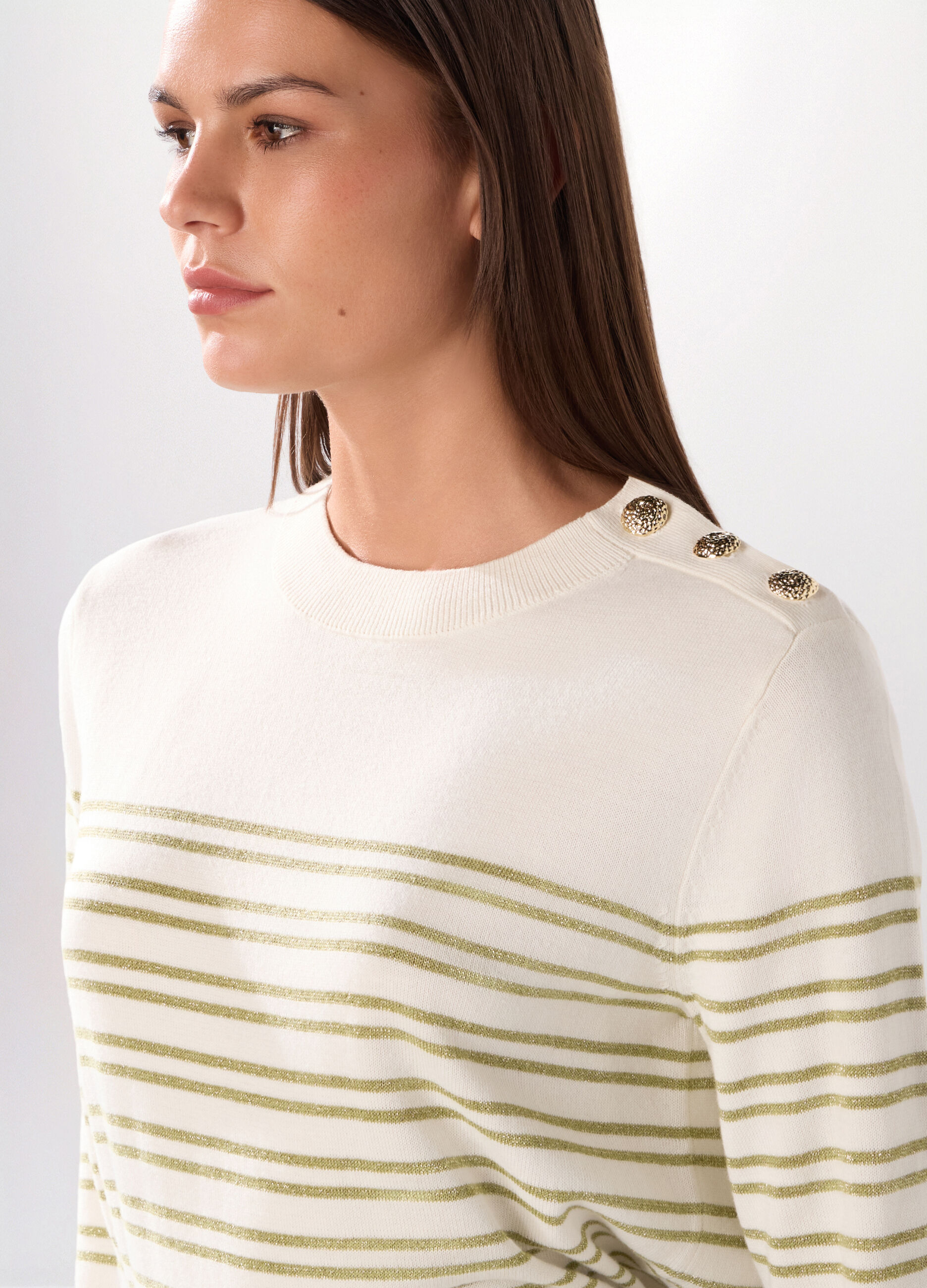 Pullover a righe misto cotone donna_2