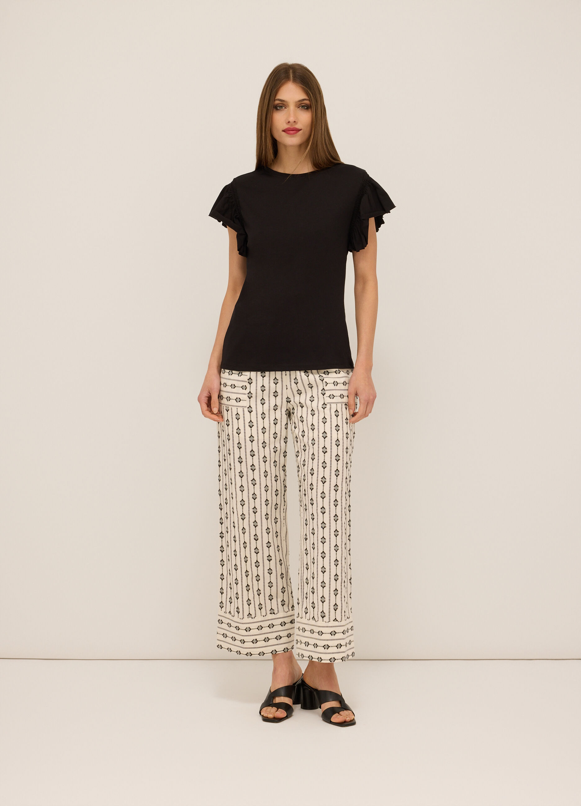 Pantaloni palazzo jacquard donna_0