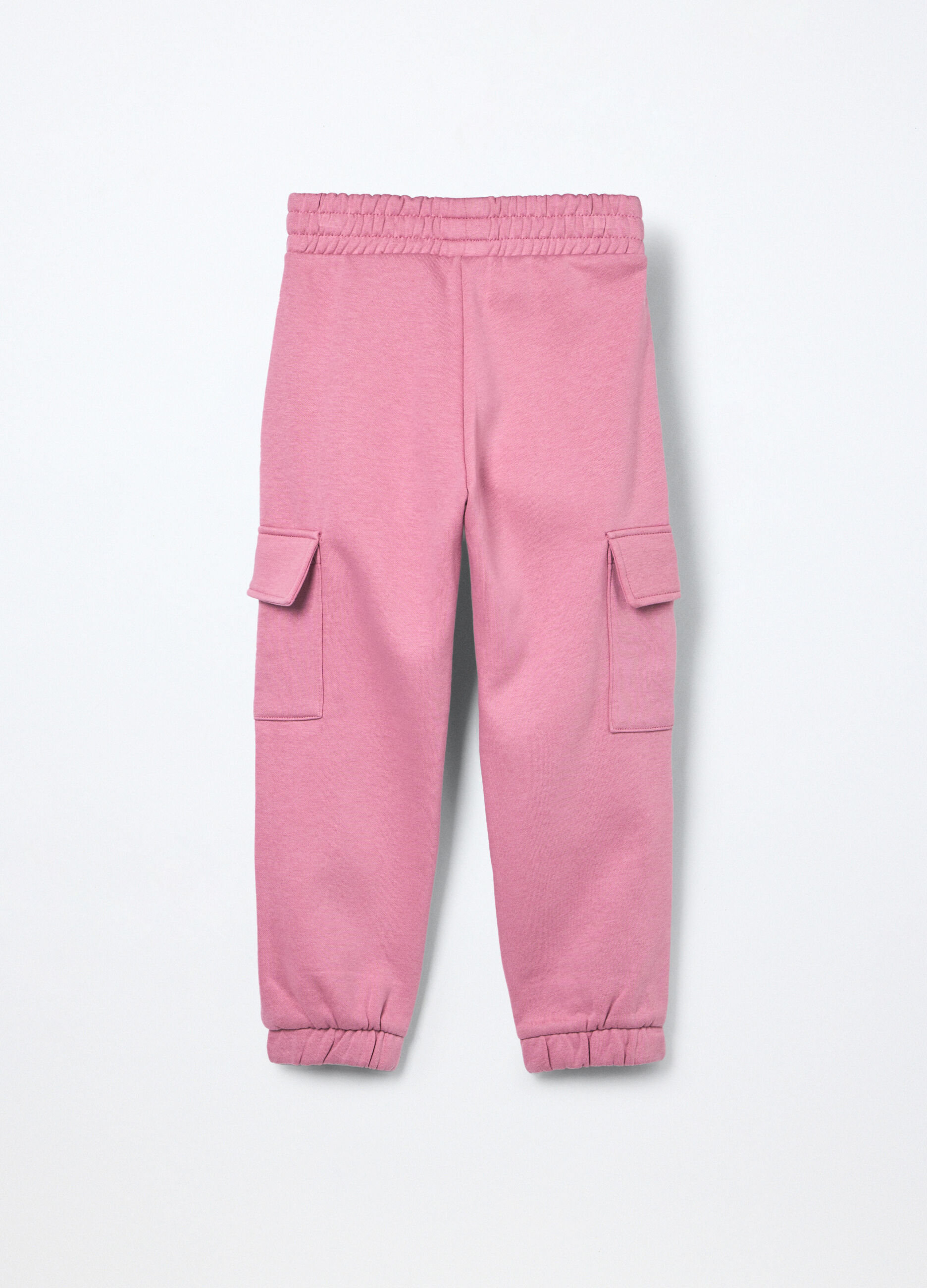 Jogger cargo in misto cotone fleece bambina_1
