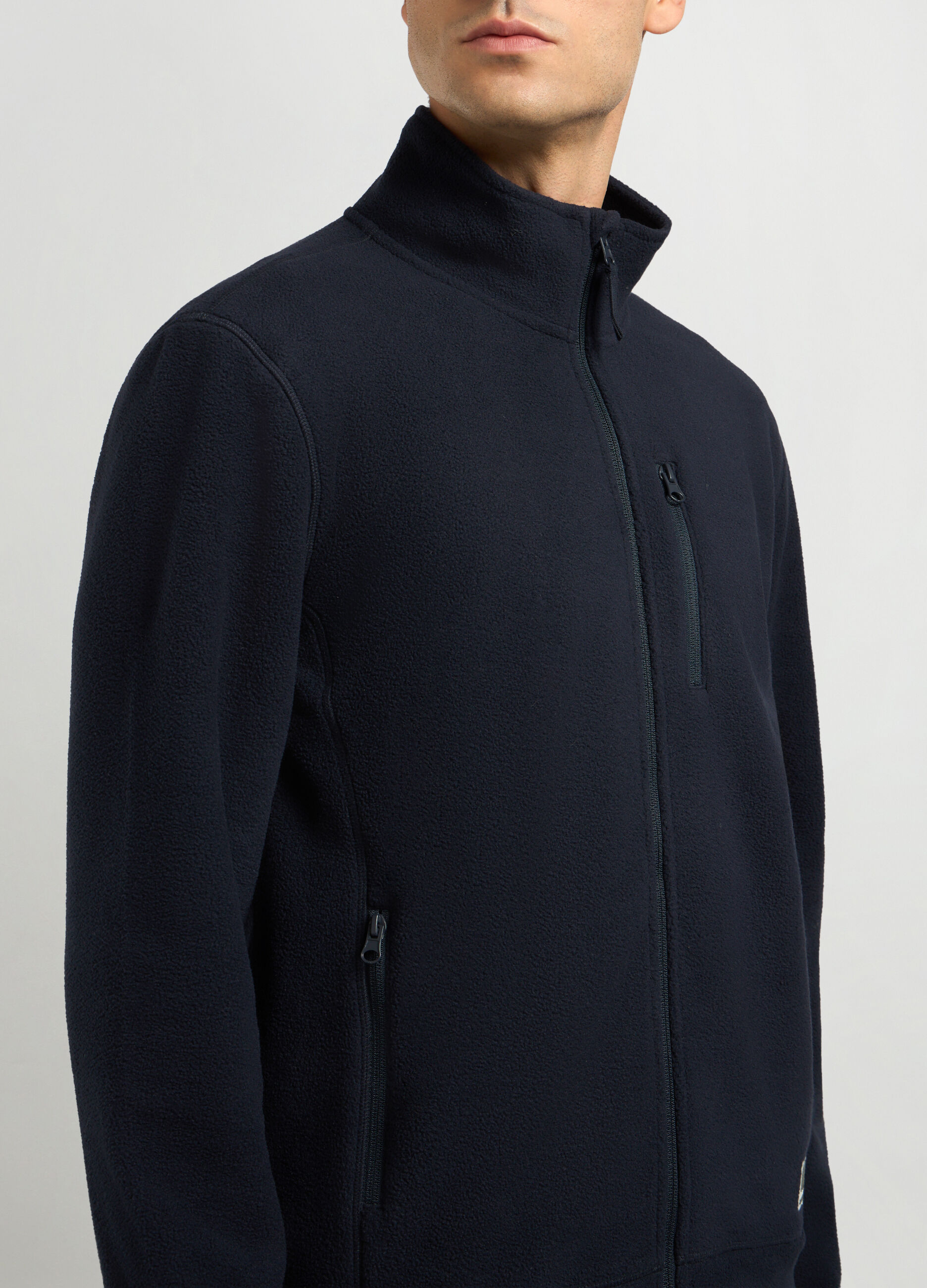 Felpa in pile a collo alto full zip uomo_2