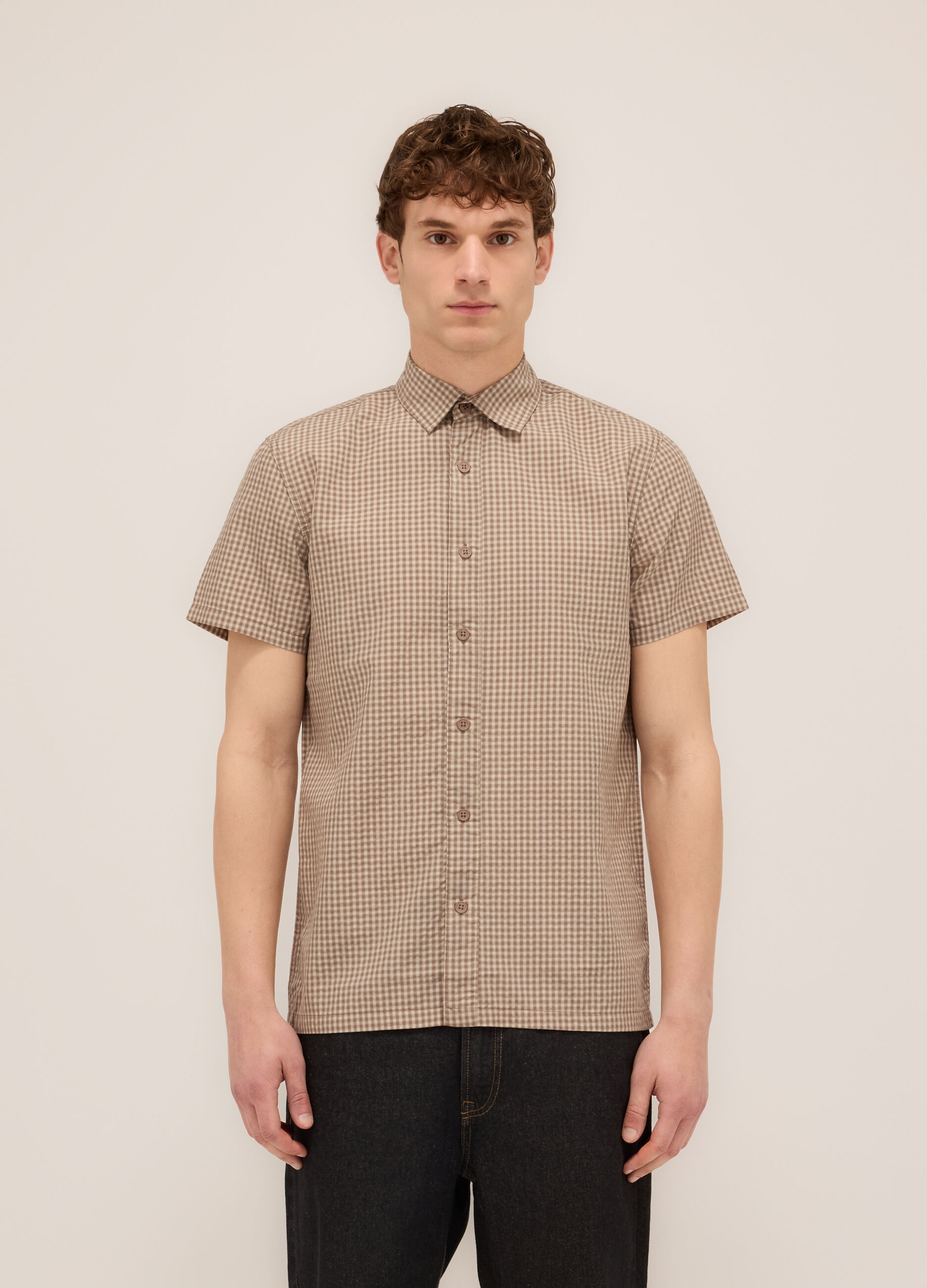 Camicia a maniche corte a quadretti uomo