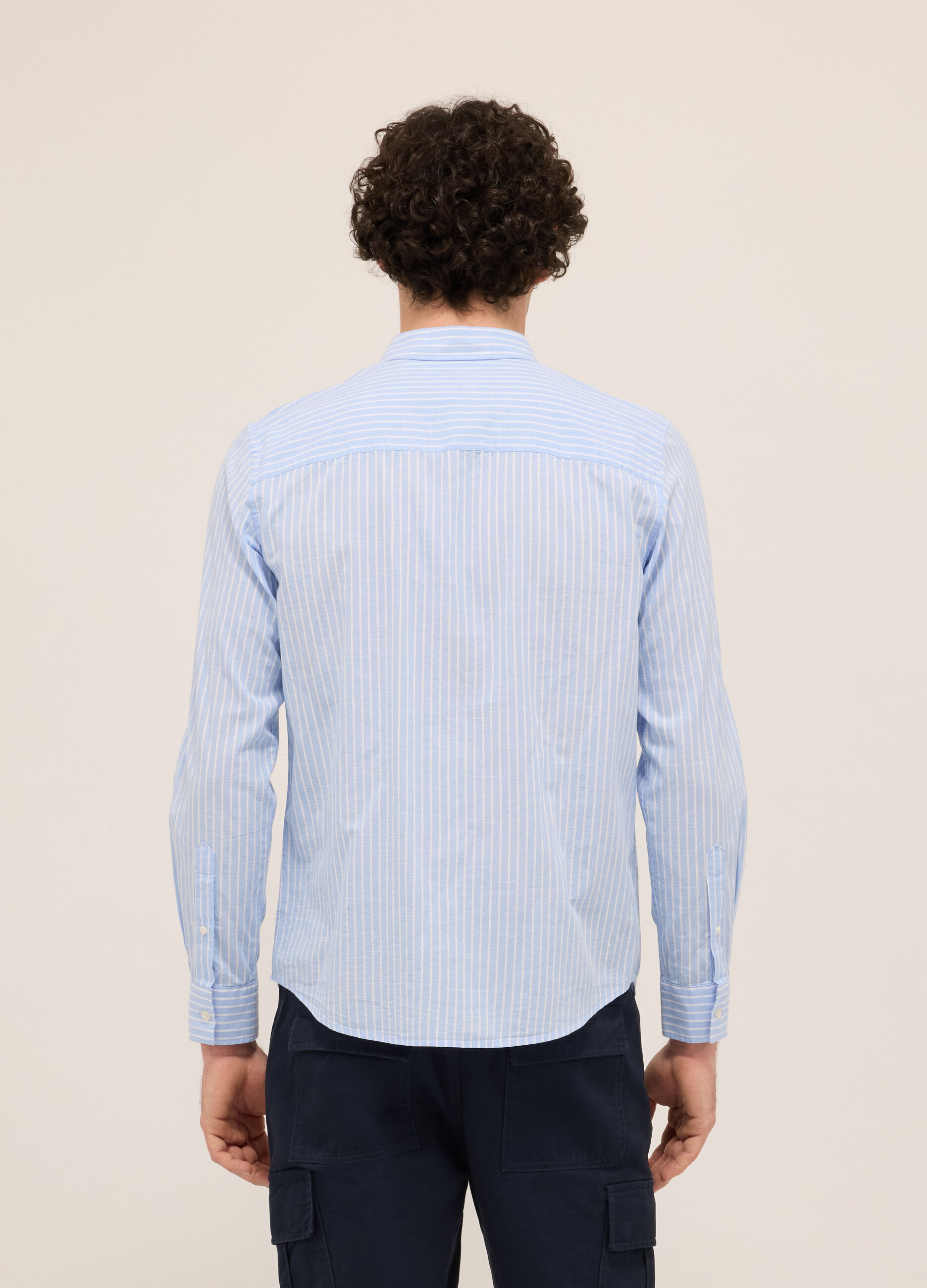 Camicia regular fit in puro cotone a righe larghe uomo