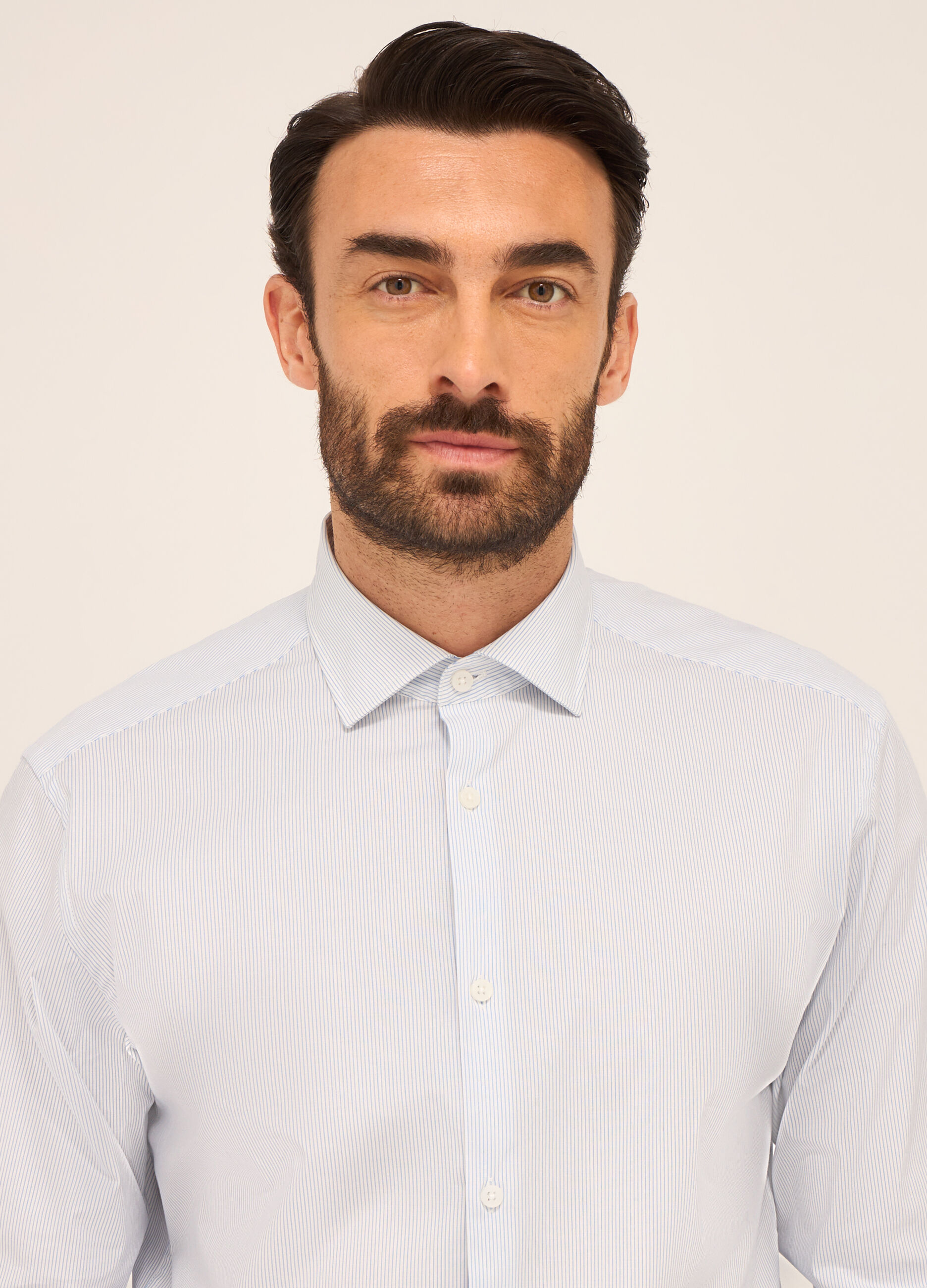 Camicia regular fit in cotone stretch a righe uomo_2