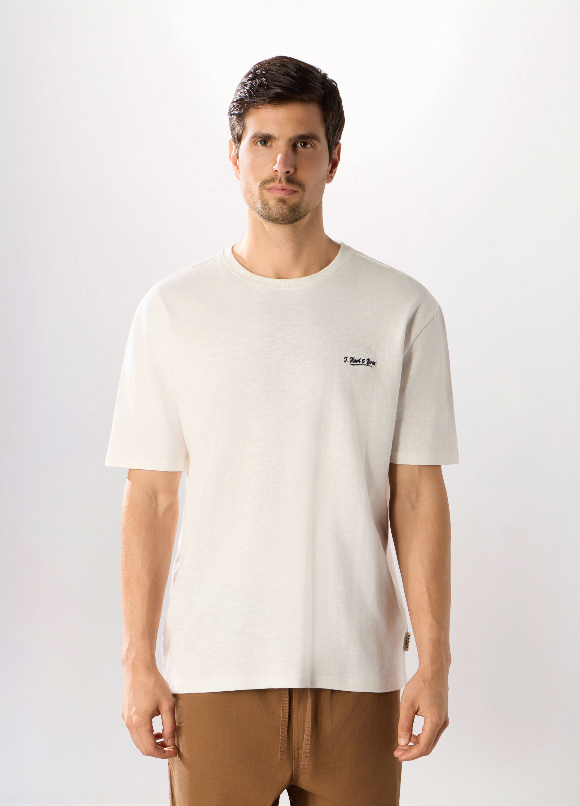 T-shirt girocollo in puro cotone fiammato uomo_0