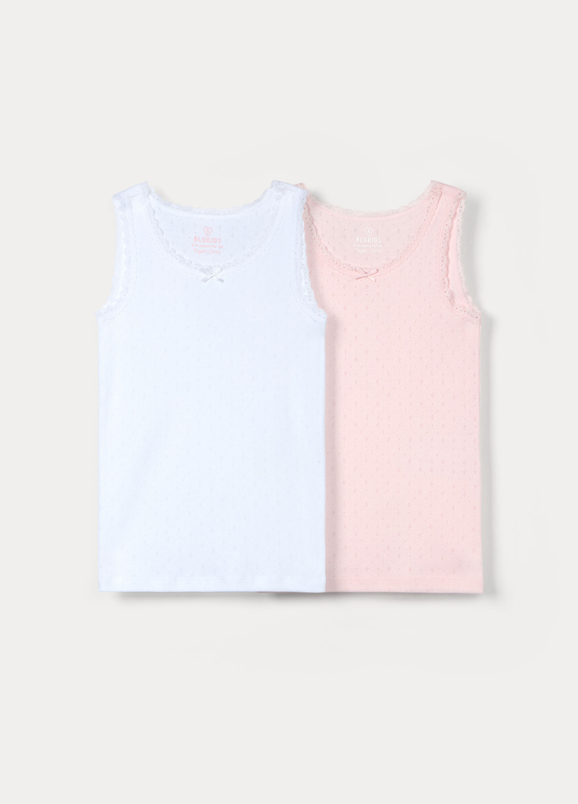 Pack 2 canotte in puro cotone pointelle bambina_0