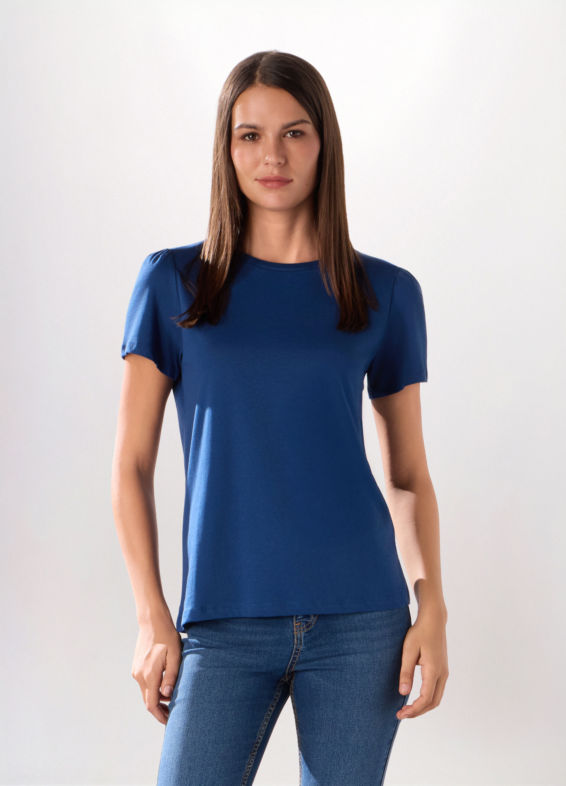 T-shirt in jersey di puro cotone donna_0