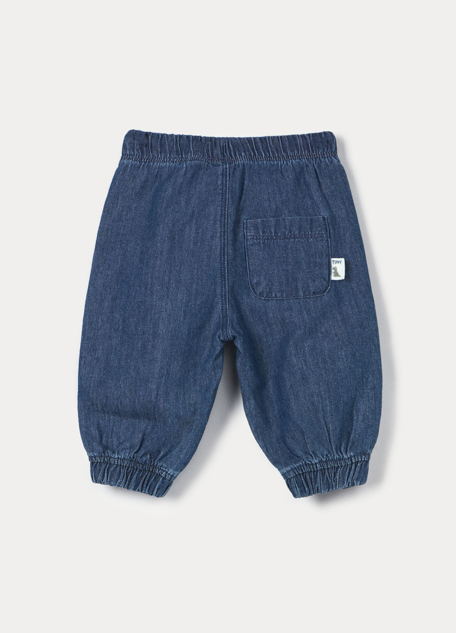 Pantaloni in denim di puro cotone neonato_1