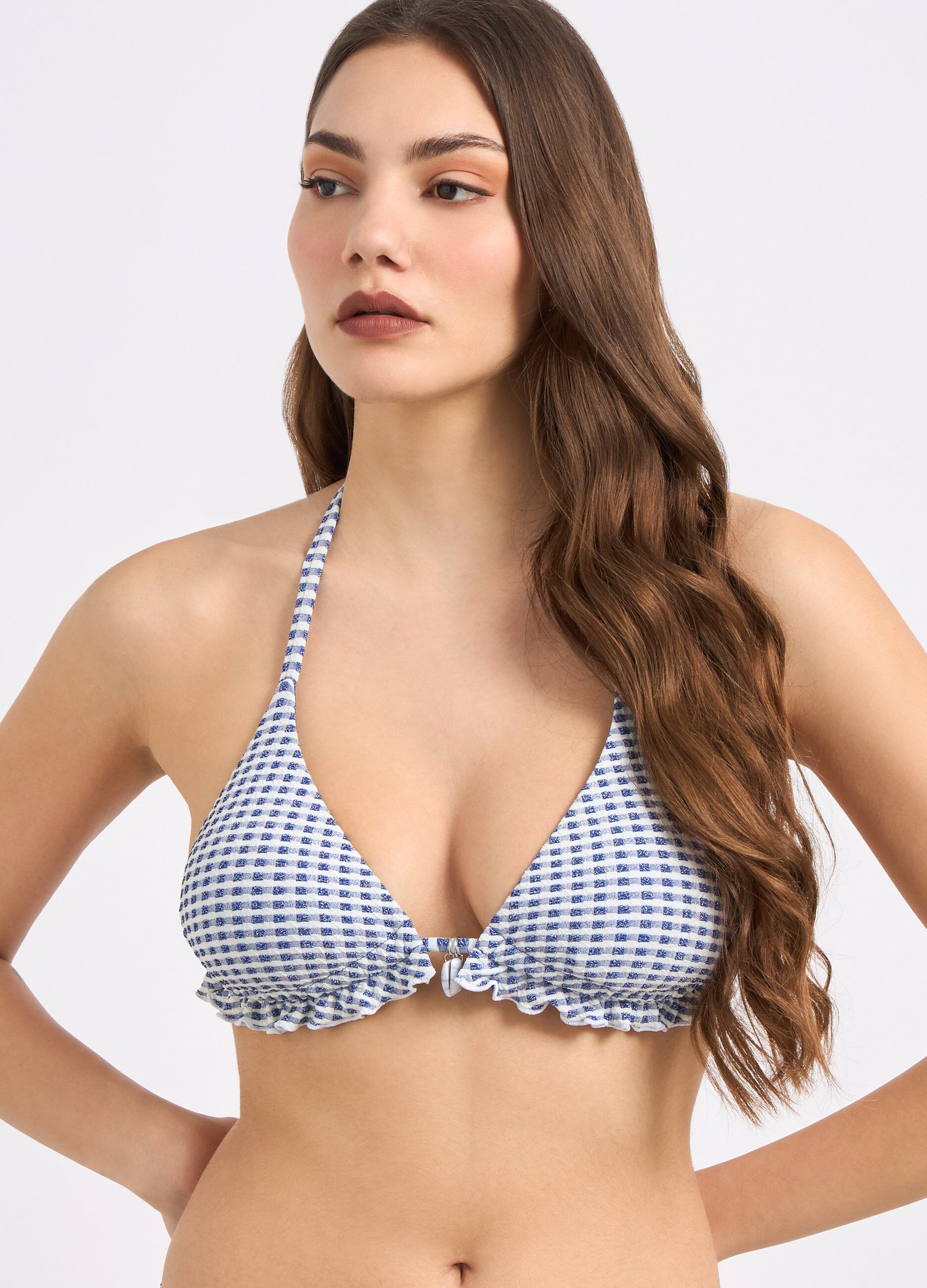 Top bikini a quadri donna_2