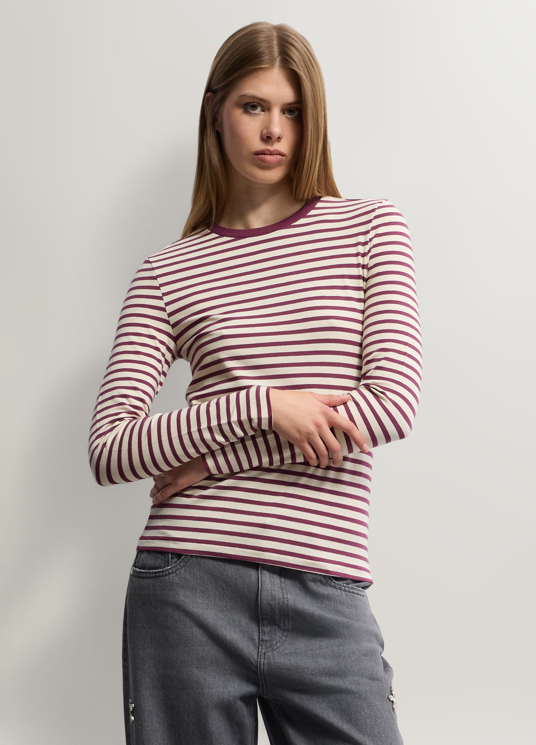 T-shirt girocollo stretch donna_0
