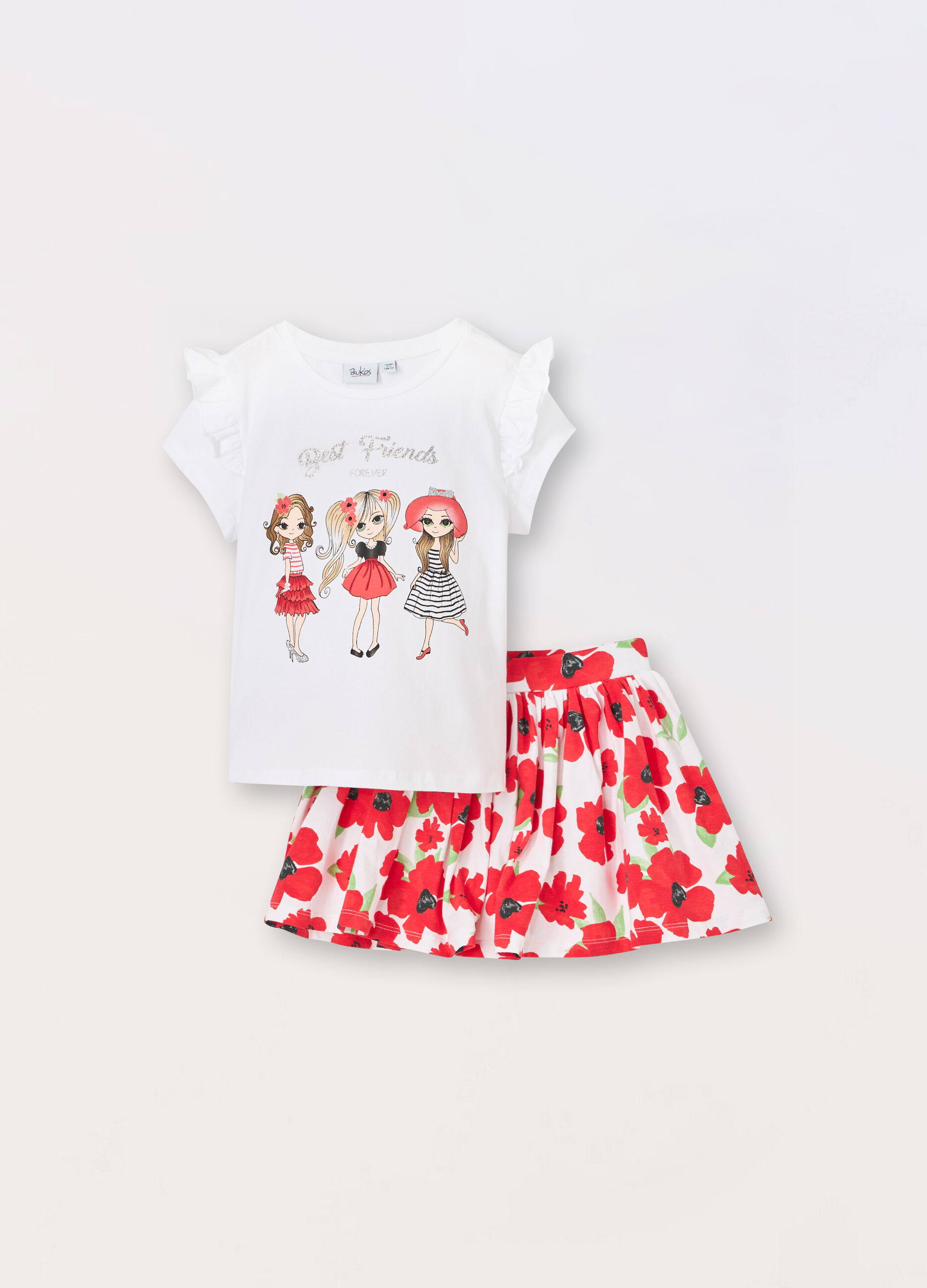 Jogging set in jersey di cotone stretch bambina_0