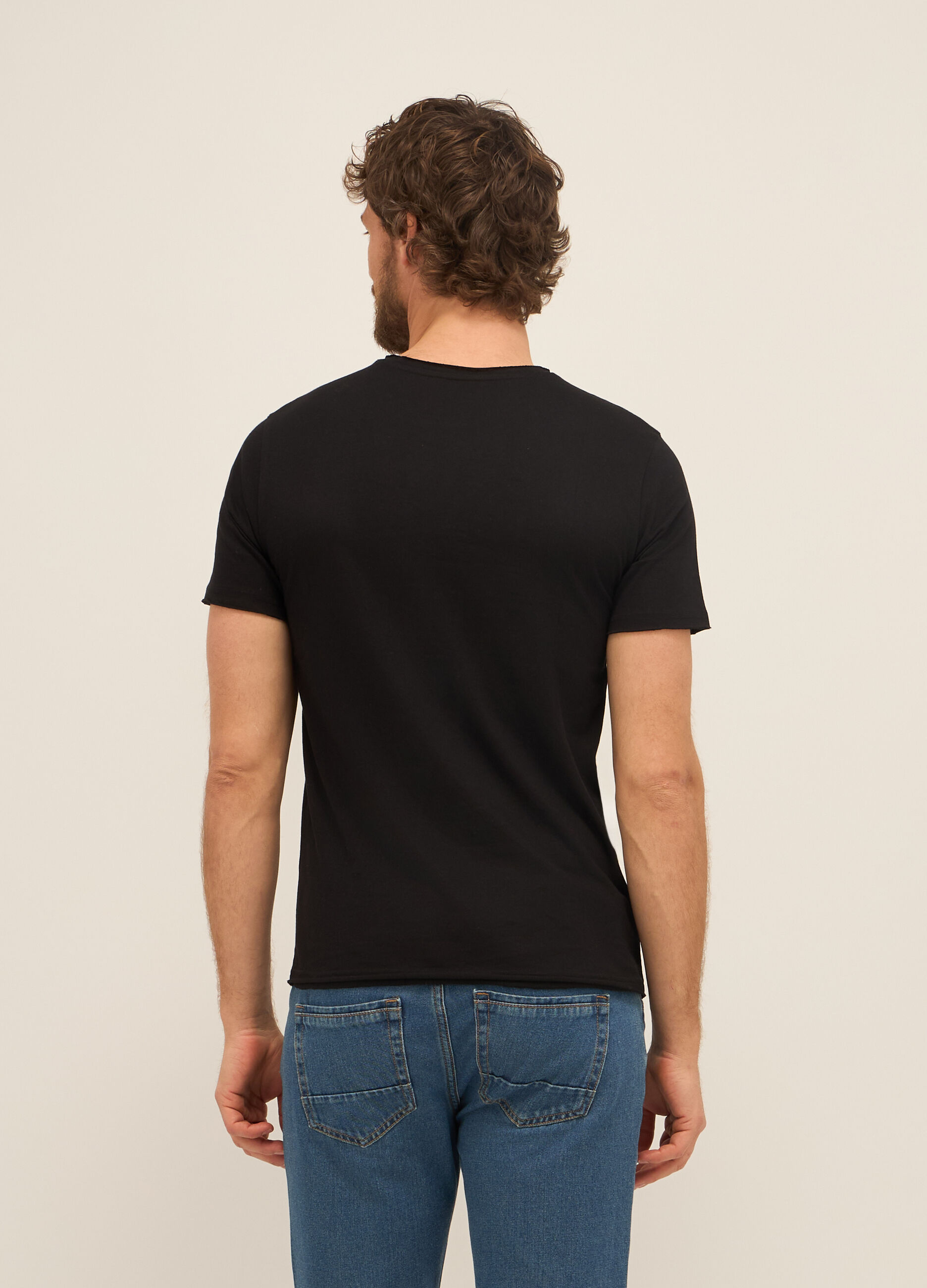 T-shirt girocollo in puro cotone con stampa uomo