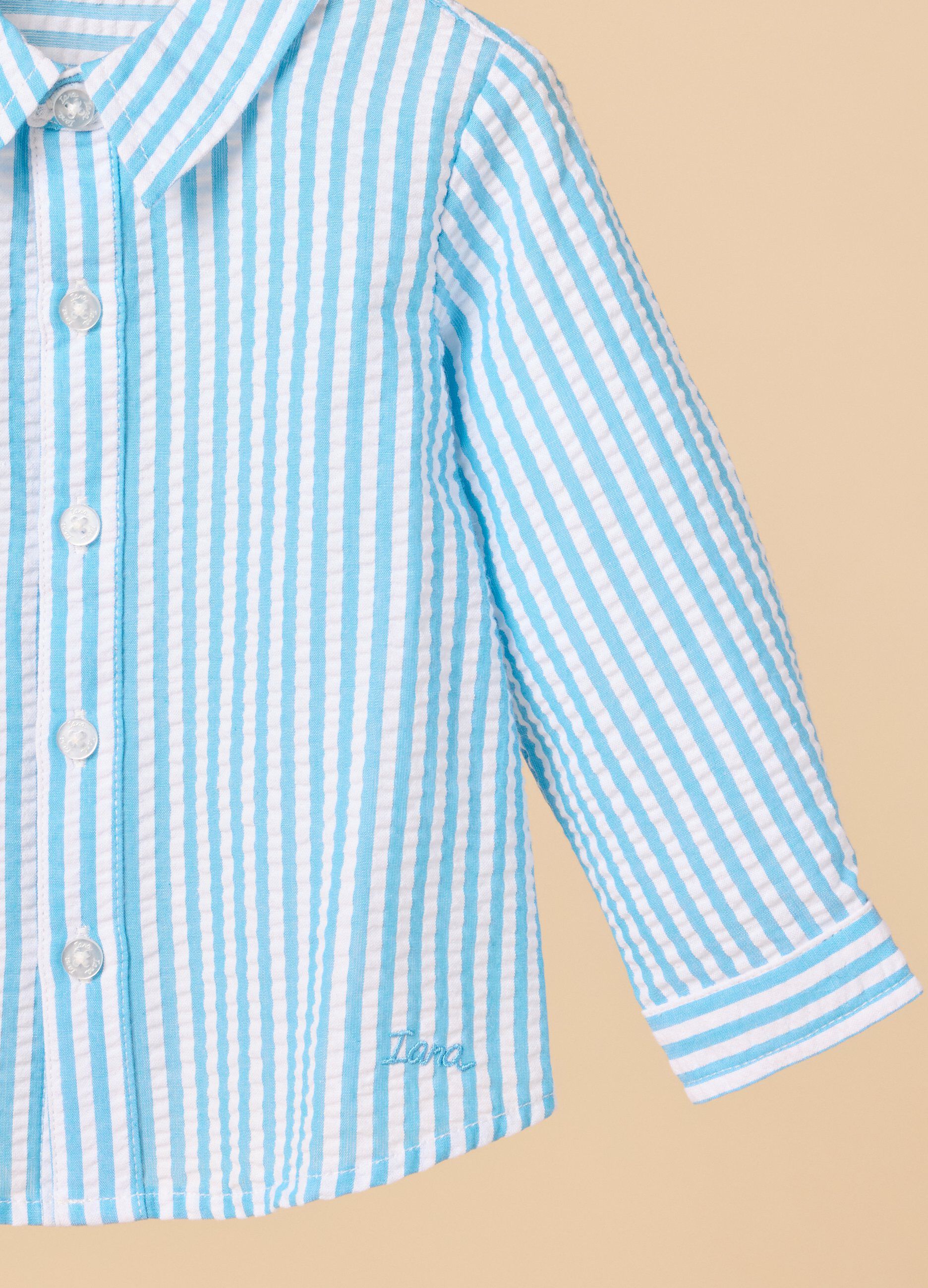 Camicia rigata IANA in misto cotone bambino_1
