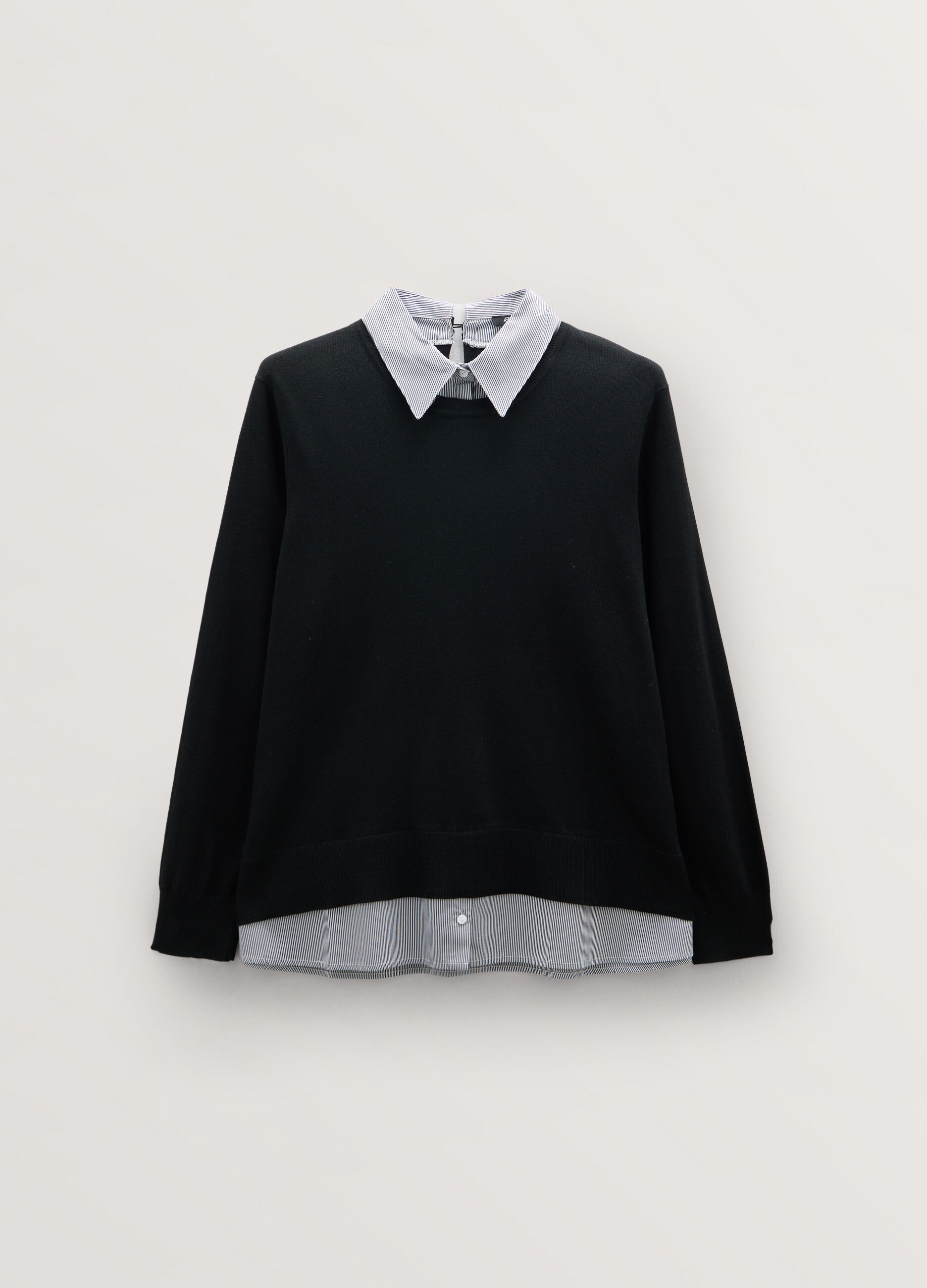 Maglia girocollo tricot con inserto camicia donna curvy_0
