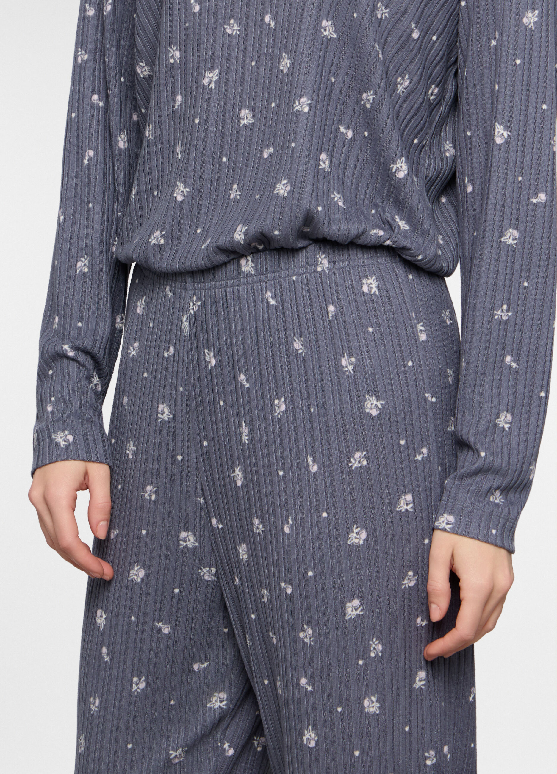 Pantaloni pigiama in costina stretch donna_2